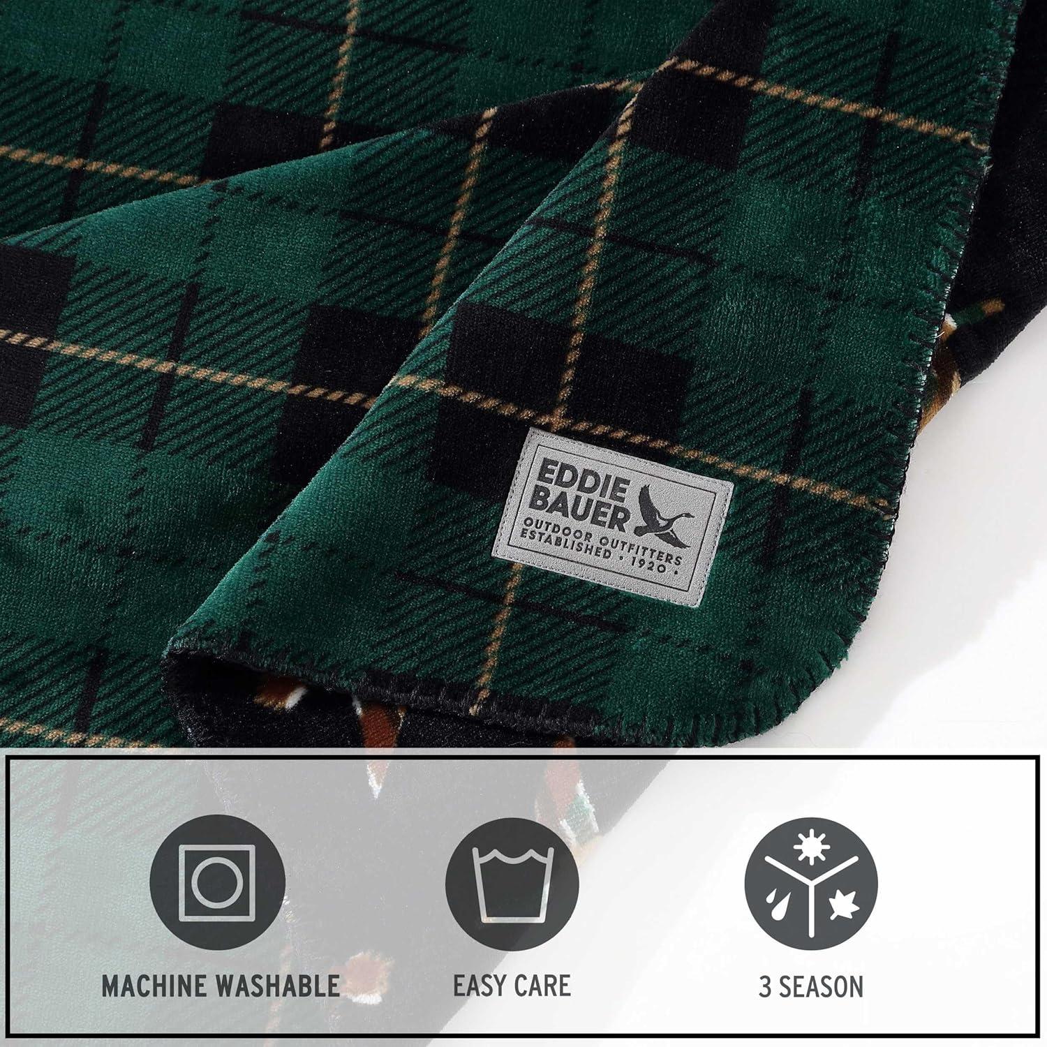 imageEddie Bauer Throw Blanket Reversible Plush Fleece Bedding Luxurious Bedding Set OekoTex Certified Capitol Hill Plaid Green 60quot x 70quotCapitol Hill Plaid Green