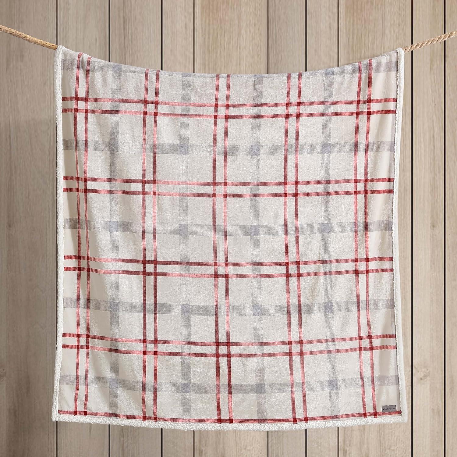 imageEddie Bauer Throw Blanket UltraSoft ampamp Reversible Plush Blanket Oversized Bedding for Couch or Bed Trailhead Plaid Red 60quot x 70quotNew Castle Red