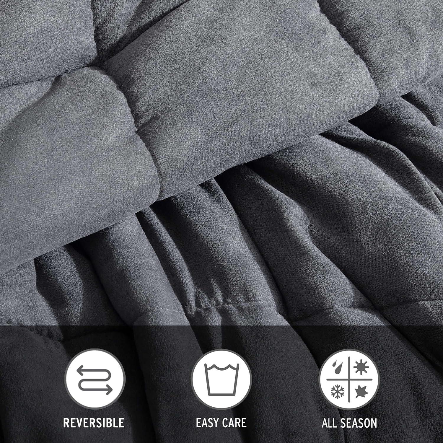 imageEddie Bauer Twin Comforter Set Microsuede Bedding with Soft Plush Faux Shearling Reverse 2 Piece Bed Set with Matching Pillowcase Big Lake Plaid GreenCabin Plaid Grey