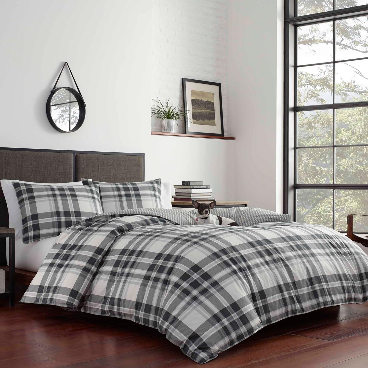 imageEddie Bauer Twin Comforter Set Microsuede Bedding with Soft Plush Faux Shearling Reverse 2 Piece Bed Set with Matching Pillowcase Big Lake Plaid GreenTimbers Plaid Green