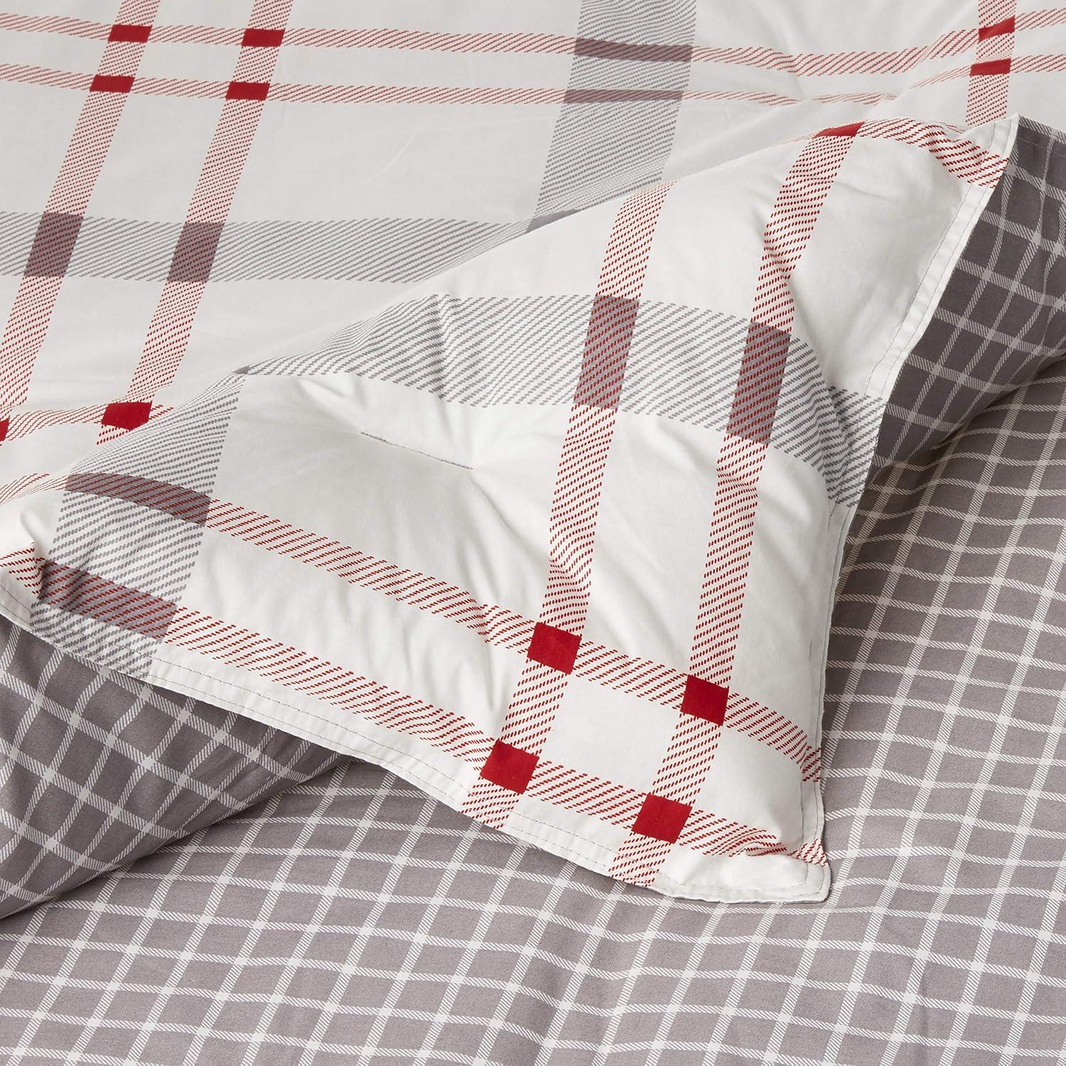 imageEddie Bauer Twin Comforter Set Microsuede Bedding with Soft Plush Faux Shearling Reverse 2 Piece Bed Set with Matching Pillowcase Big Lake Plaid GreenGrey