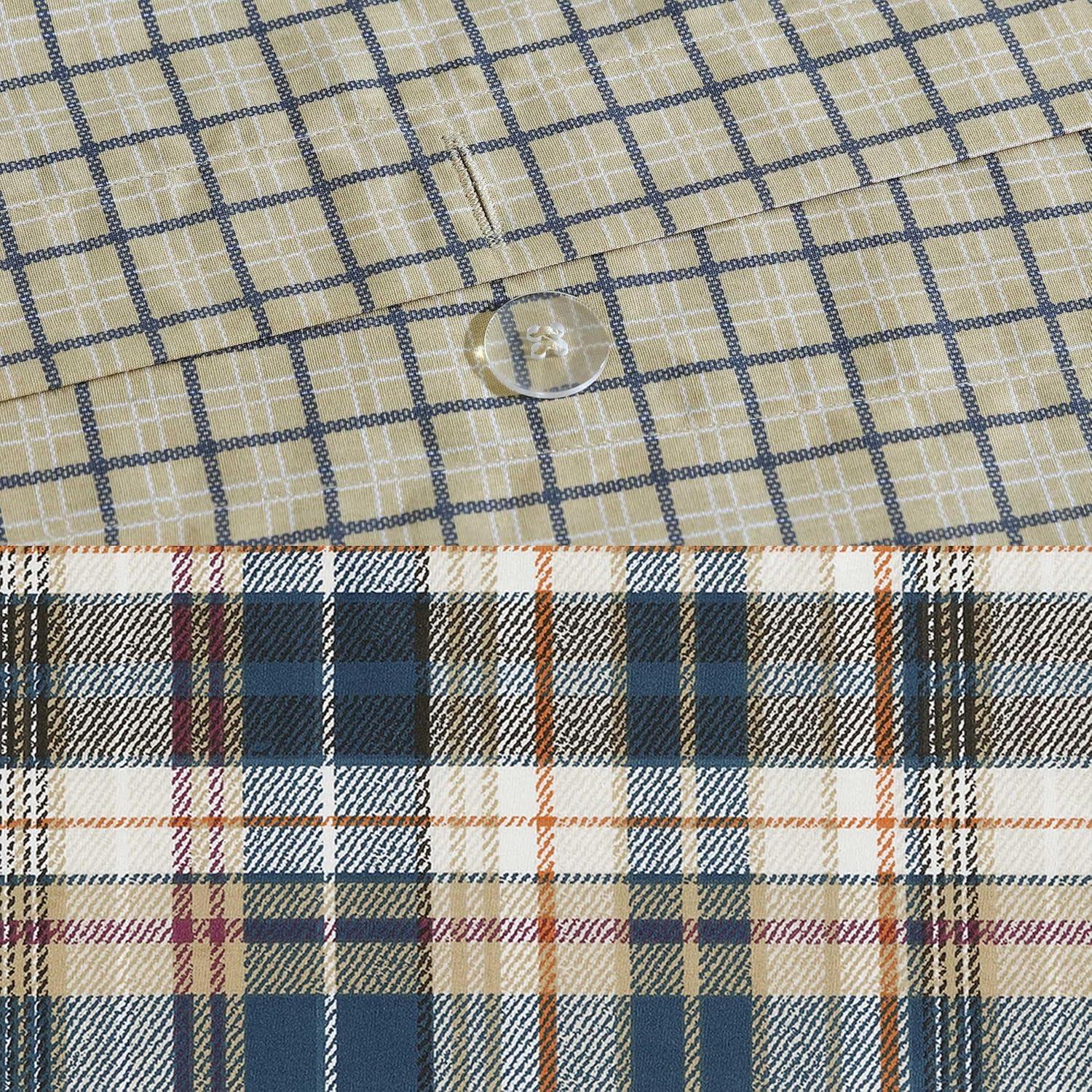 imageEddie Bauer Twin Comforter Set Microsuede Bedding with Soft Plush Faux Shearling Reverse 2 Piece Bed Set with Matching Pillowcase Big Lake Plaid GreenPort Gamble Indigo