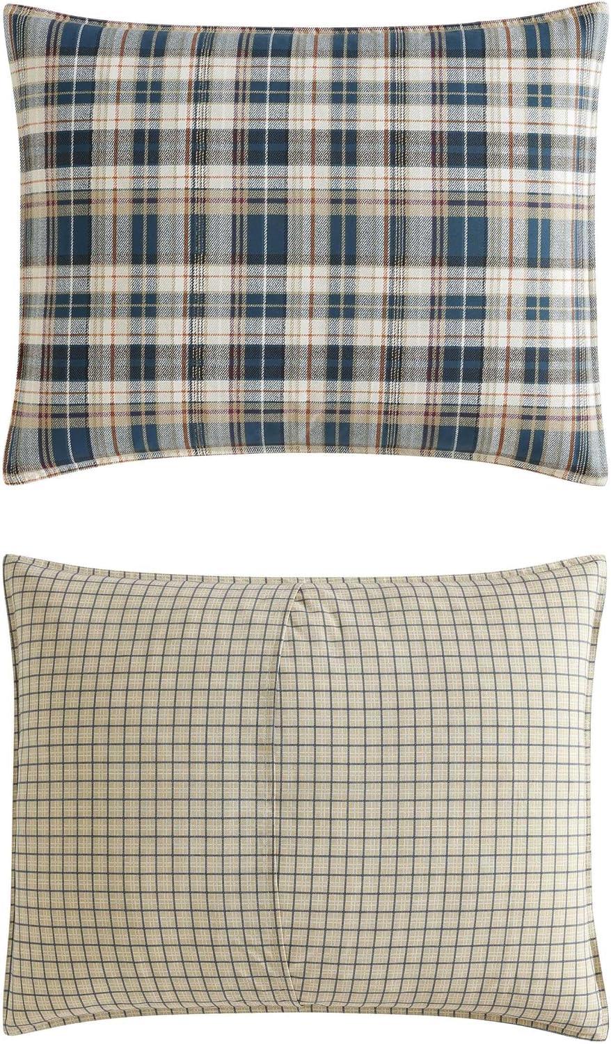 imageEddie Bauer Twin Comforter Set Microsuede Bedding with Soft Plush Faux Shearling Reverse 2 Piece Bed Set with Matching Pillowcase Big Lake Plaid GreenPort Gamble Indigo