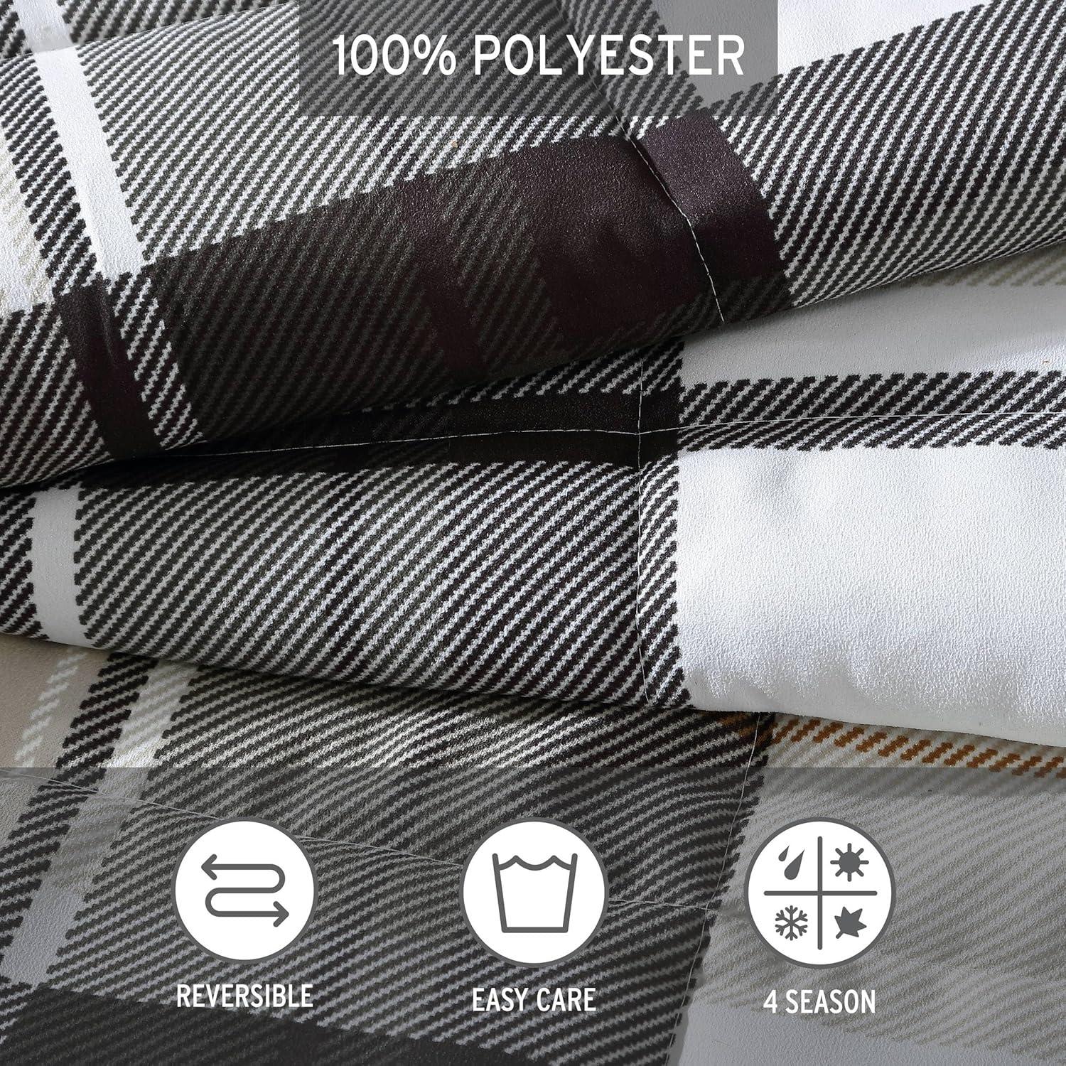 imageEddie Bauer Twin Comforter Set Microsuede Bedding with Soft Plush Faux Shearling Reverse 2 Piece Bed Set with Matching Pillowcase Big Lake Plaid GreenNormandy Plaid Grey