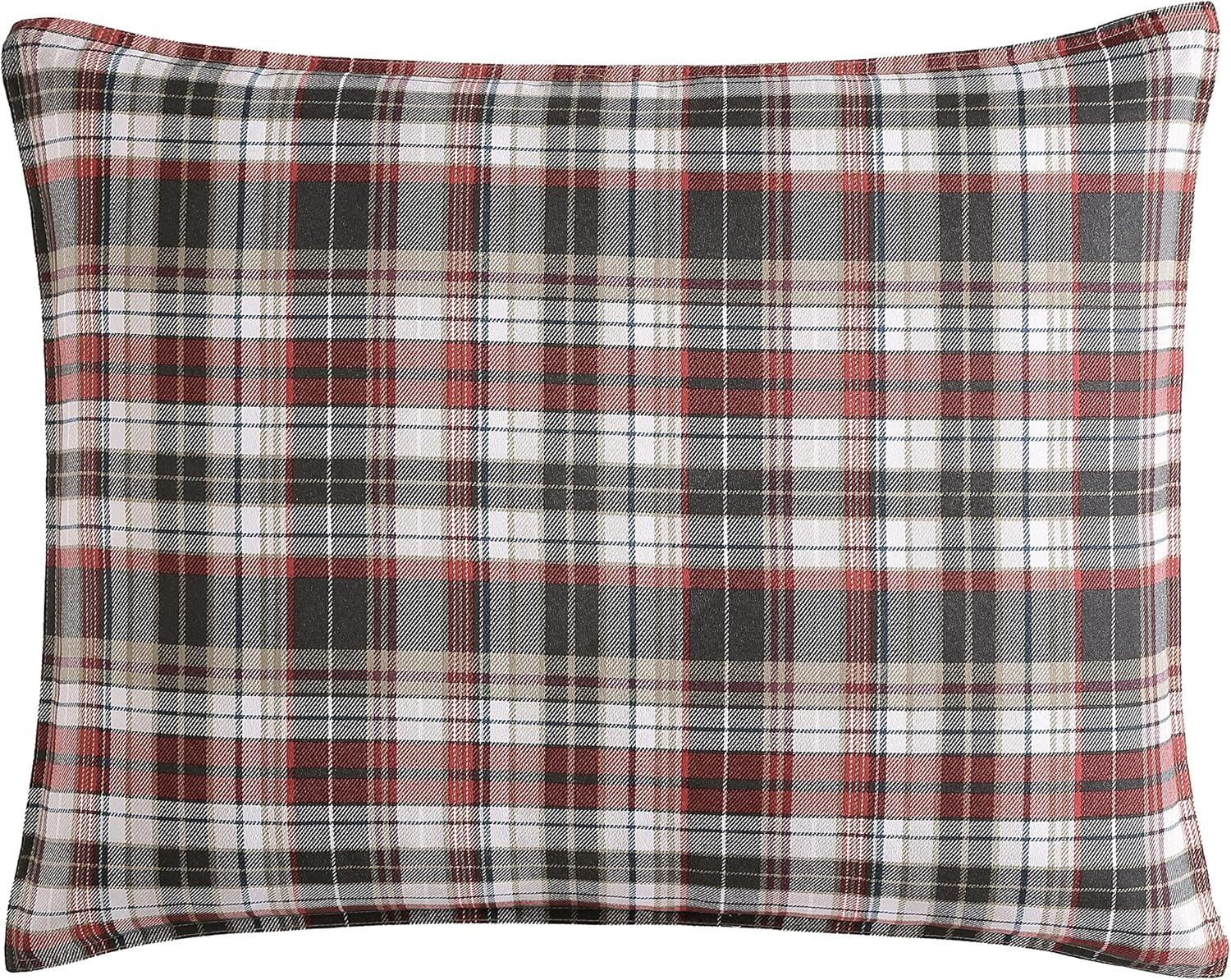 imageEddie Bauer Twin Comforter Set Reversible Cotton Bedding with Matching Sham Floral Print with Plaid Reverse MediumWeight Dorm Essentials Woodland Forest GreyAstoria RedCharcoal