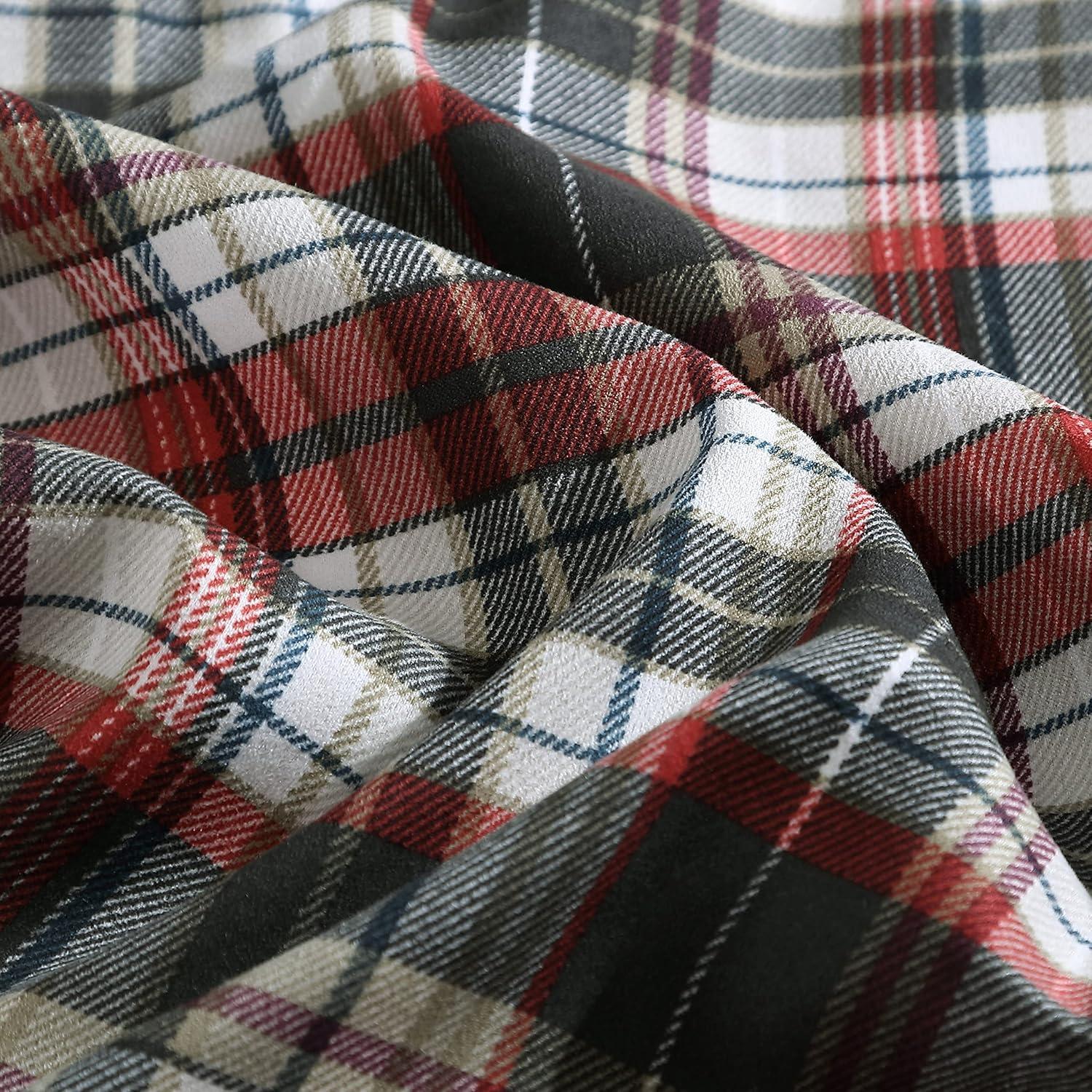 imageEddie Bauer Twin Comforter Set Reversible Cotton Bedding with Matching Sham Floral Print with Plaid Reverse MediumWeight Dorm Essentials Woodland Forest GreyAstoria RedCharcoal