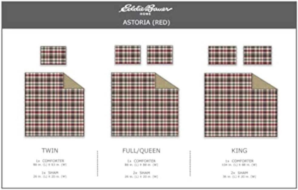 imageEddie Bauer Twin Comforter Set Reversible Cotton Bedding with Matching Sham Floral Print with Plaid Reverse MediumWeight Dorm Essentials Woodland Forest GreyAstoria RedCharcoal