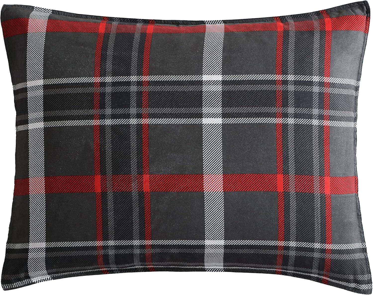 imageEddie Bauer Twin Comforter Set Reversible Plaid Bedding with Matching Sham Cozy Home Decor for Colder Months OekoTex Certified Willow Plaid Grey Twin