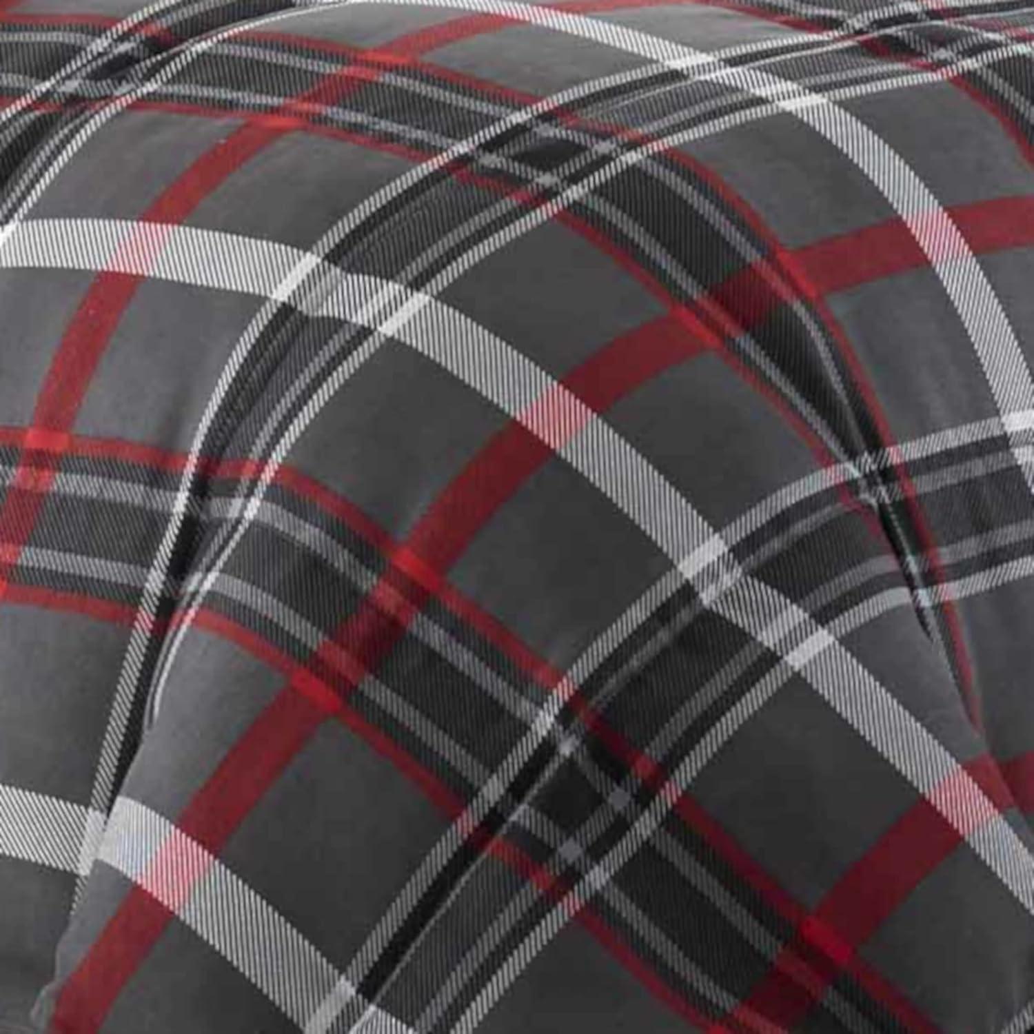 imageEddie Bauer Twin Comforter Set Reversible Plaid Bedding with Matching Sham Cozy Home Decor for Colder Months OekoTex Certified Willow Plaid Grey Twin