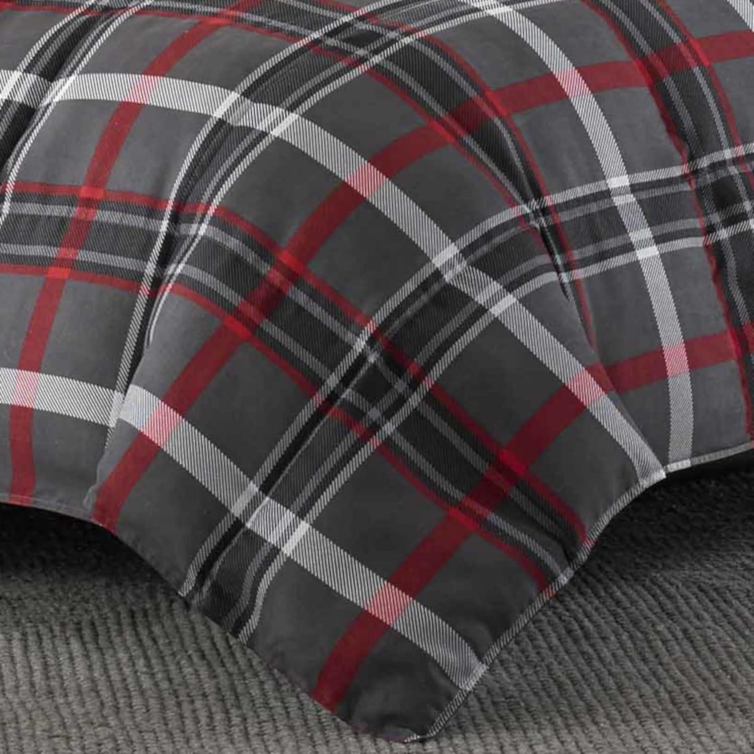 imageEddie Bauer Twin Comforter Set Reversible Plaid Bedding with Matching Sham Cozy Home Decor for Colder Months OekoTex Certified Willow Plaid Grey Twin