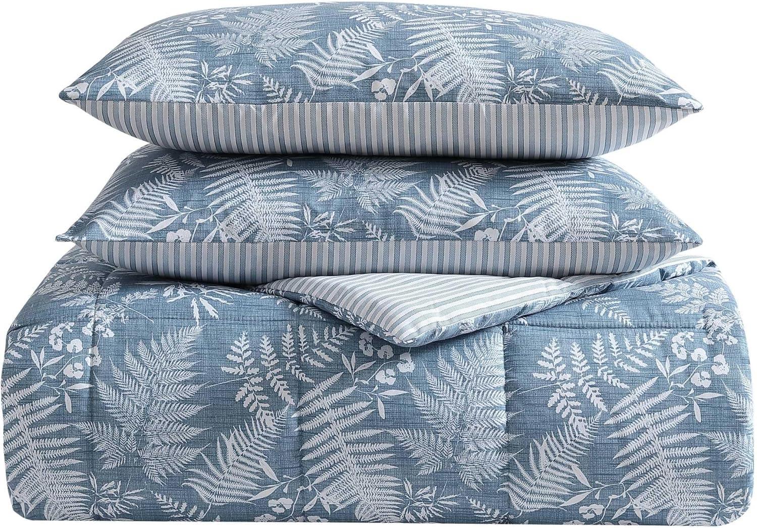 imageEddie Bauer Twin Comforter Set Soft Reversible Bedding with Matching Sham Wildflower Inspired Luxurious Bedding Set with Stripe Reverse Fern Garden Blue TwinFern Garden Blue