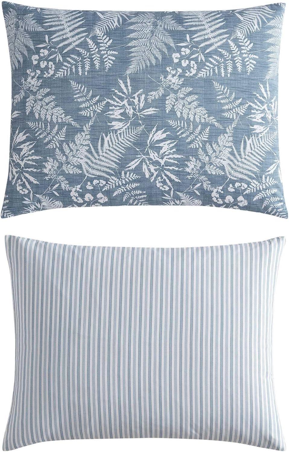 imageEddie Bauer Twin Comforter Set Soft Reversible Bedding with Matching Sham Wildflower Inspired Luxurious Bedding Set with Stripe Reverse Fern Garden Blue TwinFern Garden Blue