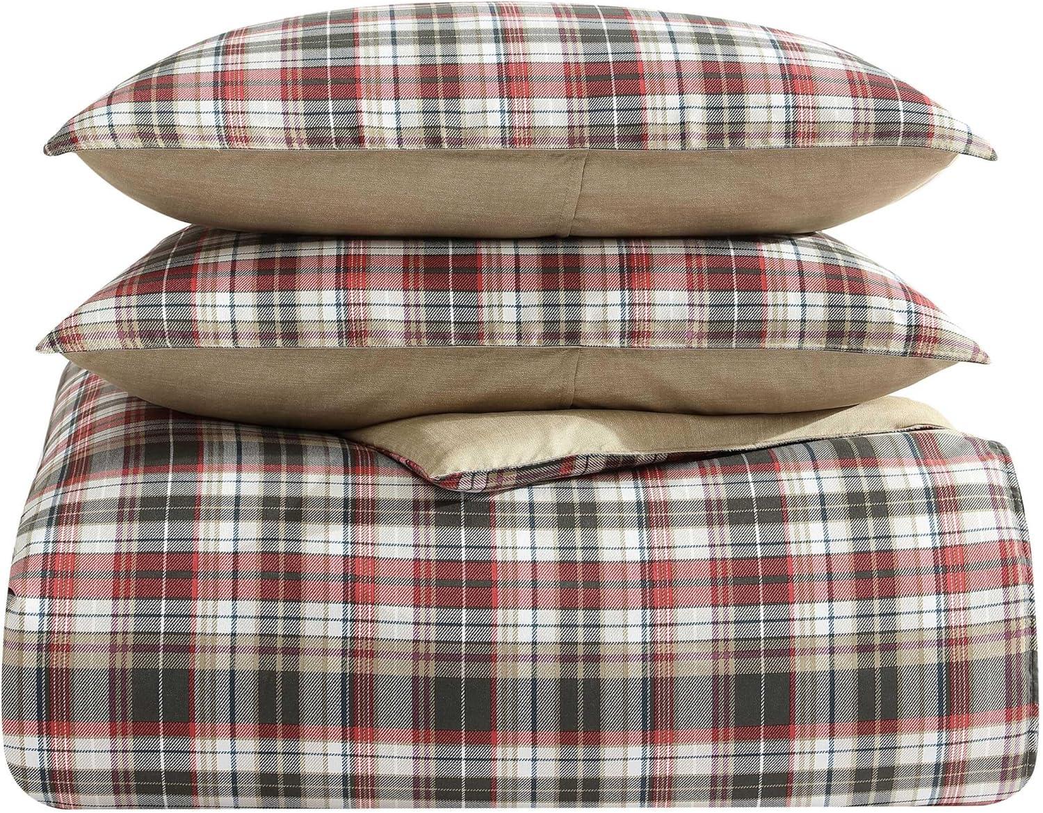 imageEddie Bauer Twin Duvet Cover Set Cotton Reversible Bedding Buffalo Plaid Home Decor for All Seasons Black Check TwinAstoria Plaid Red