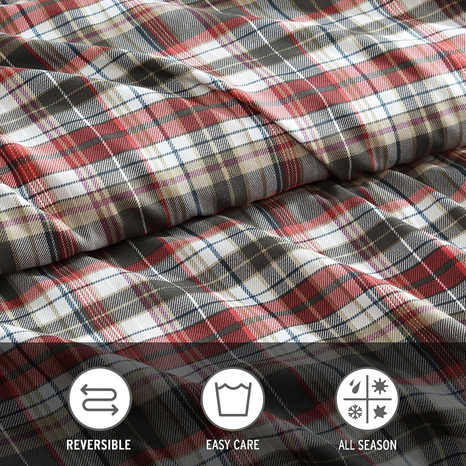 imageEddie Bauer Twin Duvet Cover Set Cotton Reversible Bedding Buffalo Plaid Home Decor for All Seasons Black Check TwinAstoria Plaid Red