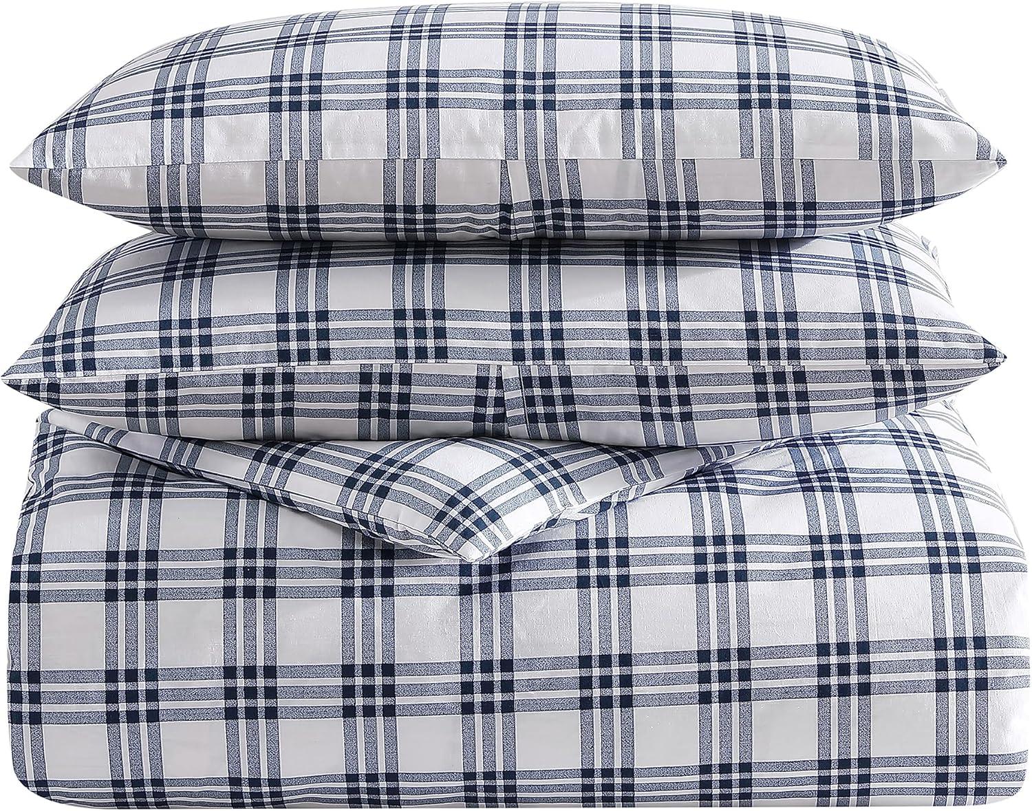 imageEddie Bauer Twin Duvet Cover Set Cotton Reversible Bedding Buffalo Plaid Home Decor for All Seasons Black Check TwinBasic Plaid Navy