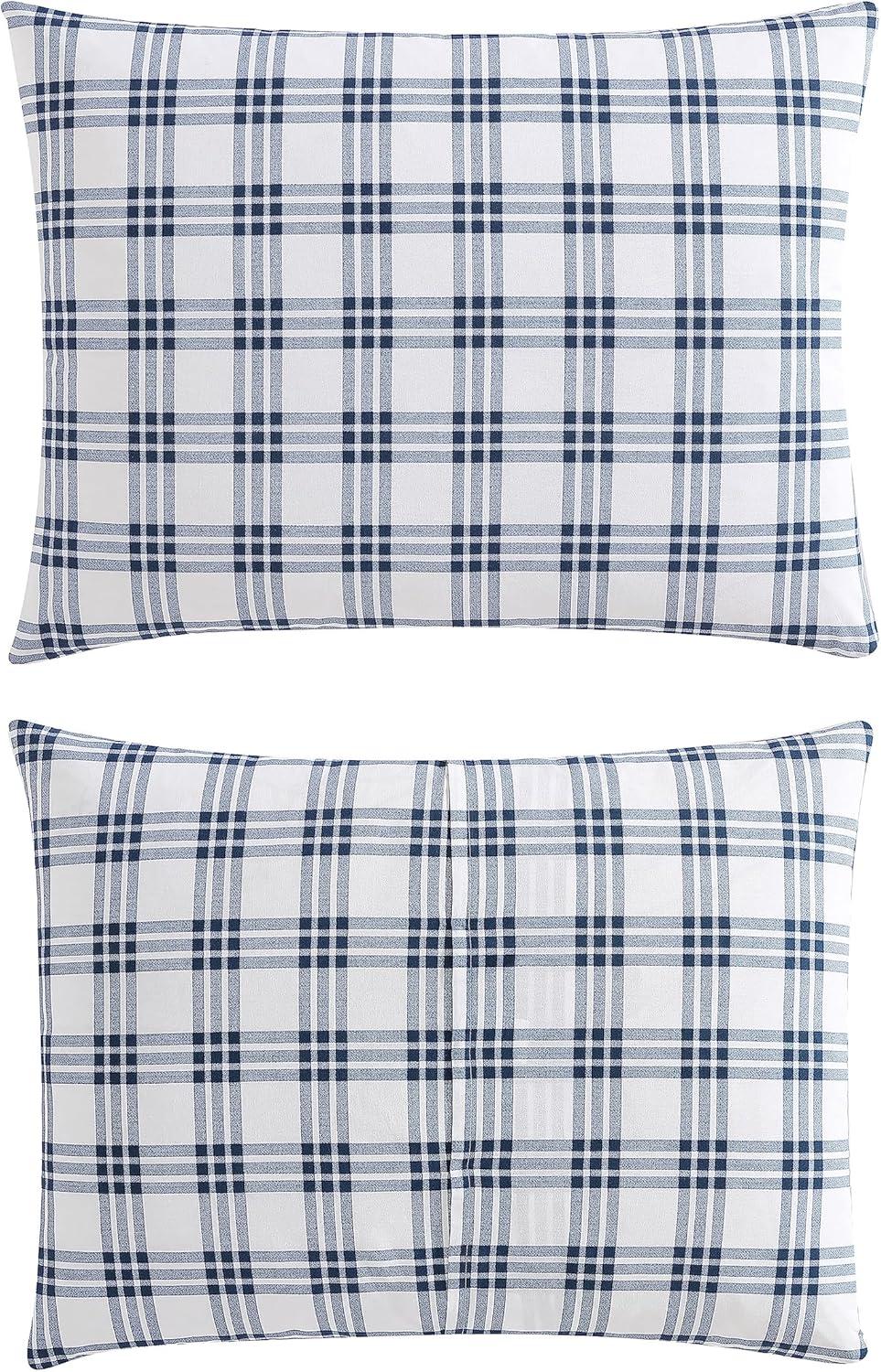 imageEddie Bauer Twin Duvet Cover Set Cotton Reversible Bedding Buffalo Plaid Home Decor for All Seasons Black Check TwinBasic Plaid Navy