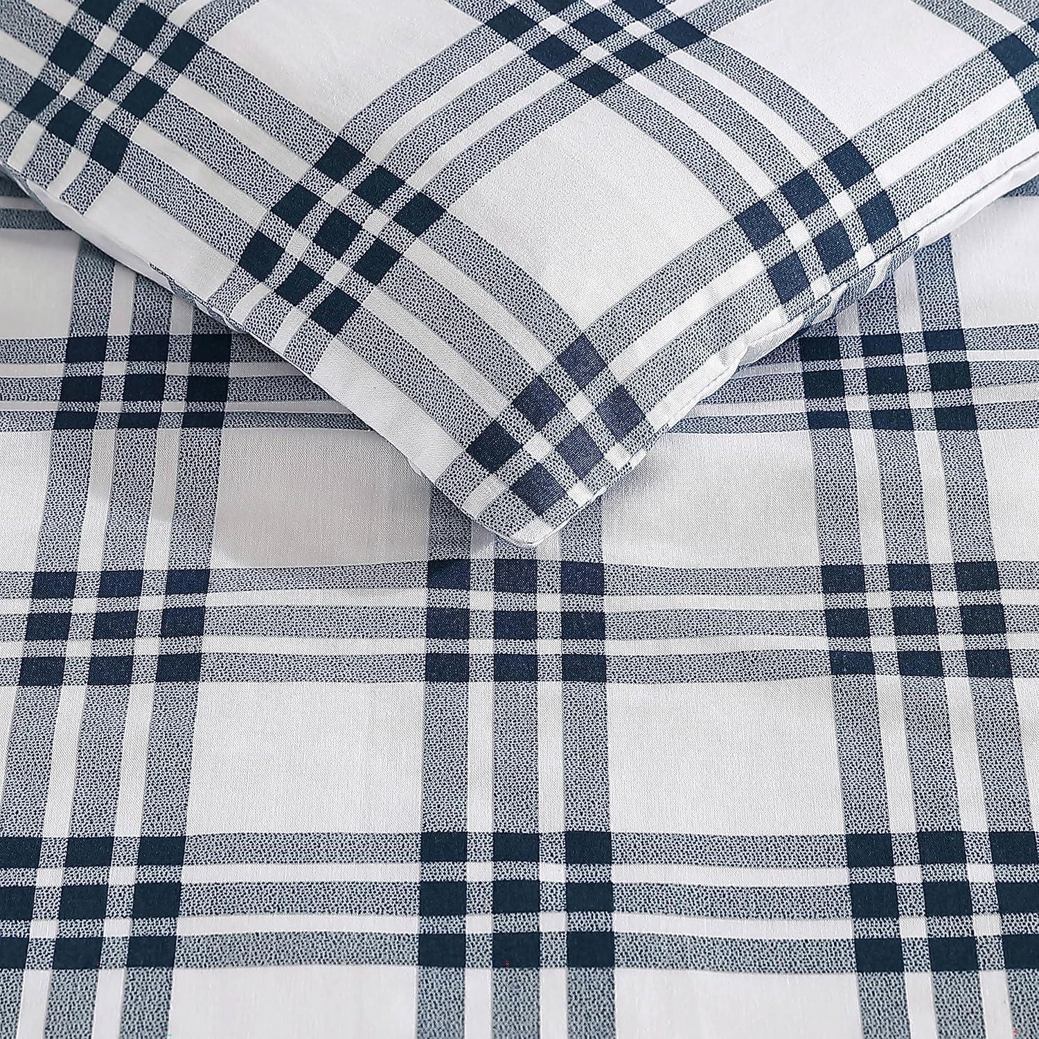 imageEddie Bauer Twin Duvet Cover Set Cotton Reversible Bedding Buffalo Plaid Home Decor for All Seasons Black Check TwinBasic Plaid Navy