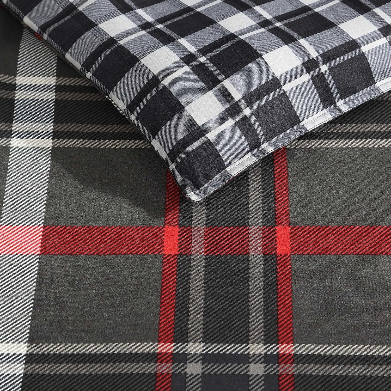 imageEddie Bauer Twin Duvet Cover Set Cotton Reversible Bedding Buffalo Plaid Home Decor for All Seasons Black Check TwinGrey