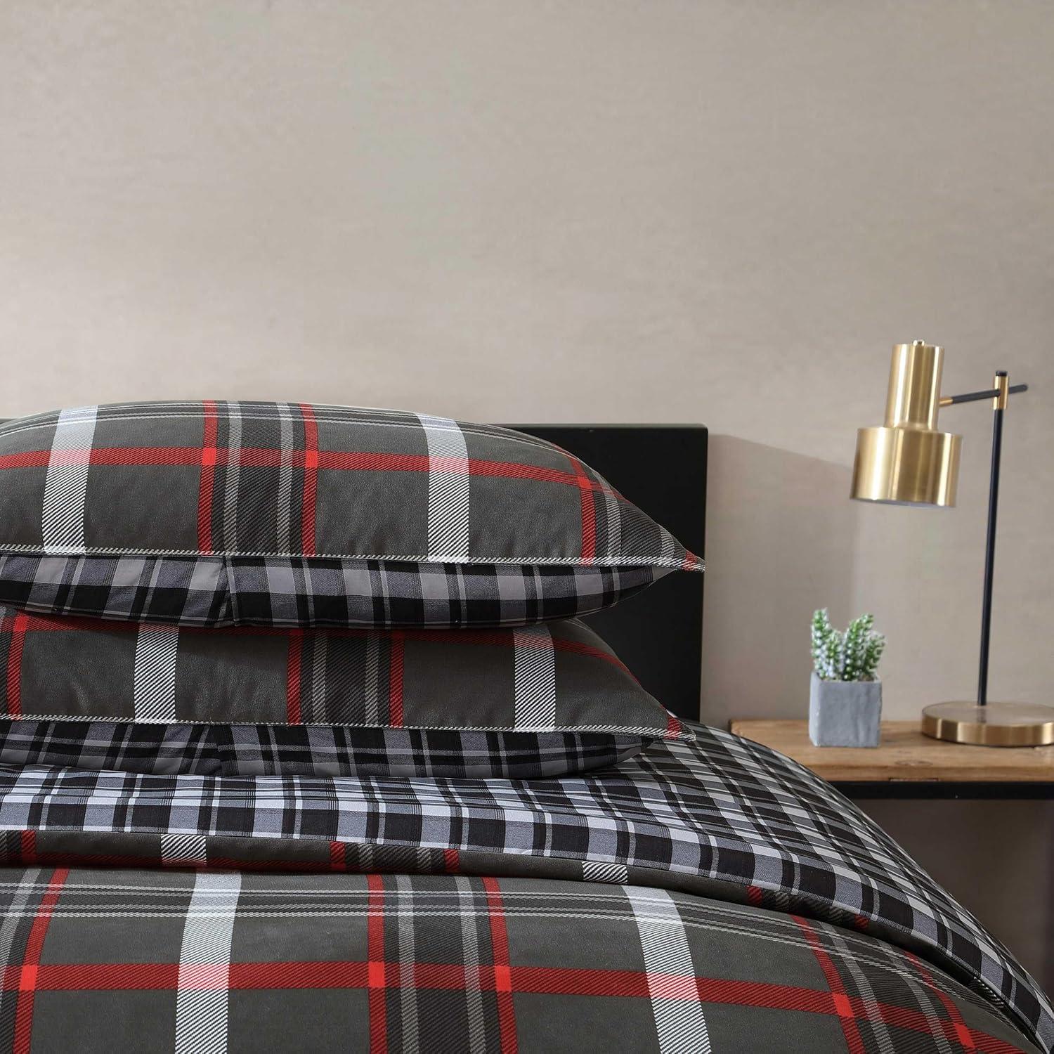 imageEddie Bauer Twin Duvet Cover Set Cotton Reversible Bedding Buffalo Plaid Home Decor for All Seasons Black Check TwinGrey