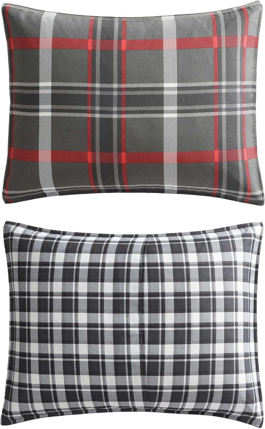 imageEddie Bauer Twin Duvet Cover Set Cotton Reversible Bedding Buffalo Plaid Home Decor for All Seasons Black Check TwinGrey