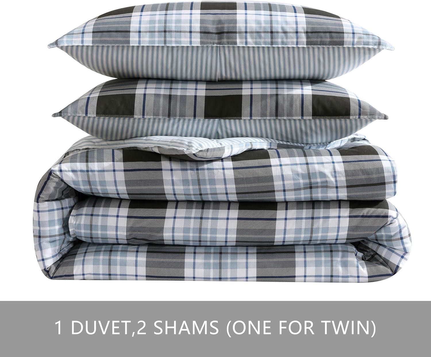 imageEddie Bauer Twin Duvet Cover Set Cotton Reversible Bedding Buffalo Plaid Home Decor for All Seasons Black Check TwinLewis Plaid Navy