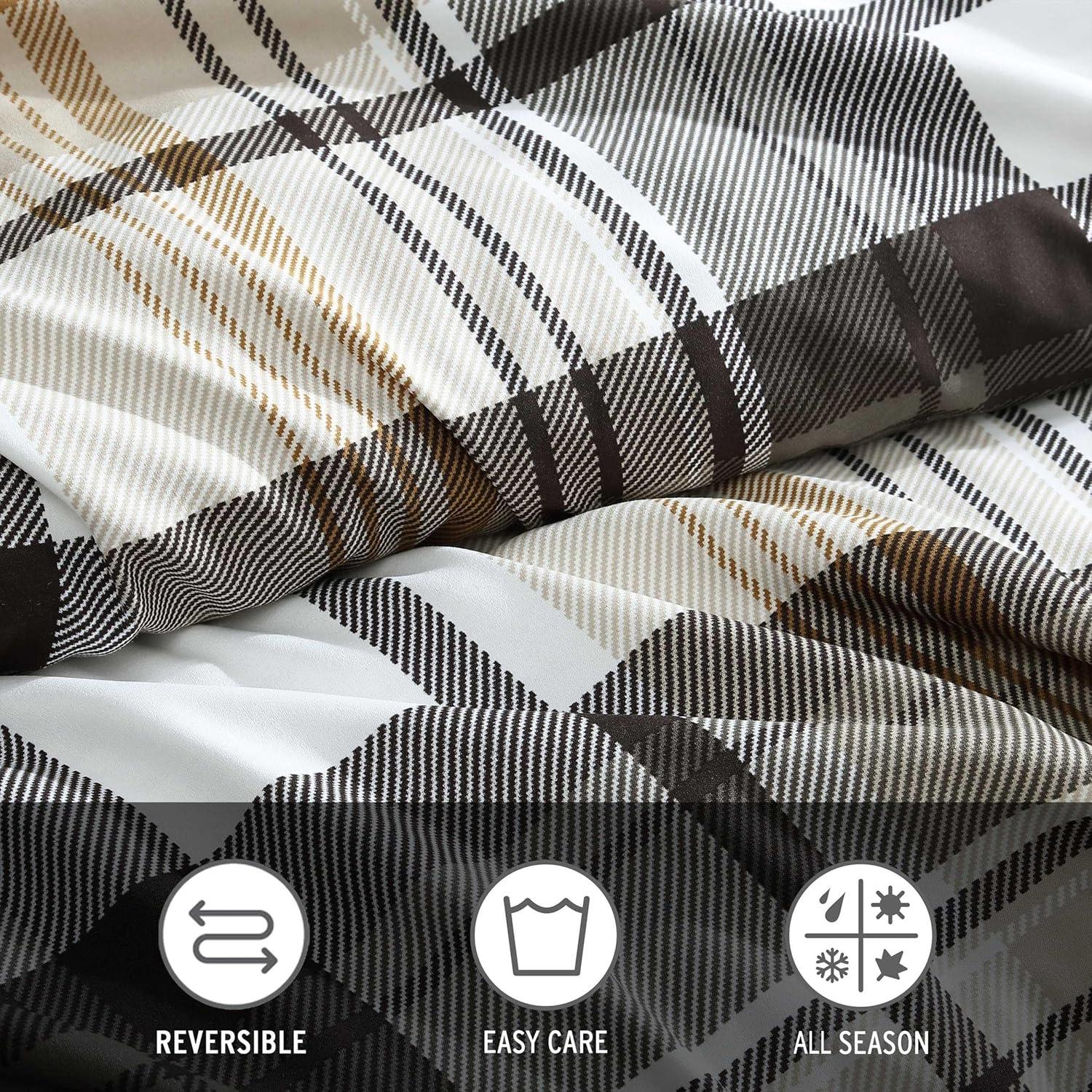 imageEddie Bauer Twin Duvet Cover Set Cotton Reversible Bedding Buffalo Plaid Home Decor for All Seasons Black Check TwinNormandy Plaid Black