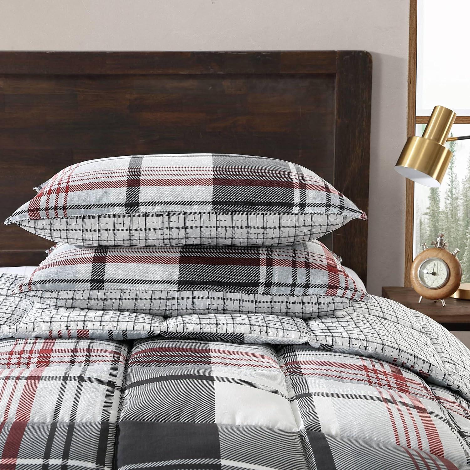imageEddie Bauer Twin Duvet Cover Set Cotton Reversible Bedding Buffalo Plaid Home Decor for All Seasons Black Check TwinNormandy Plaid Black