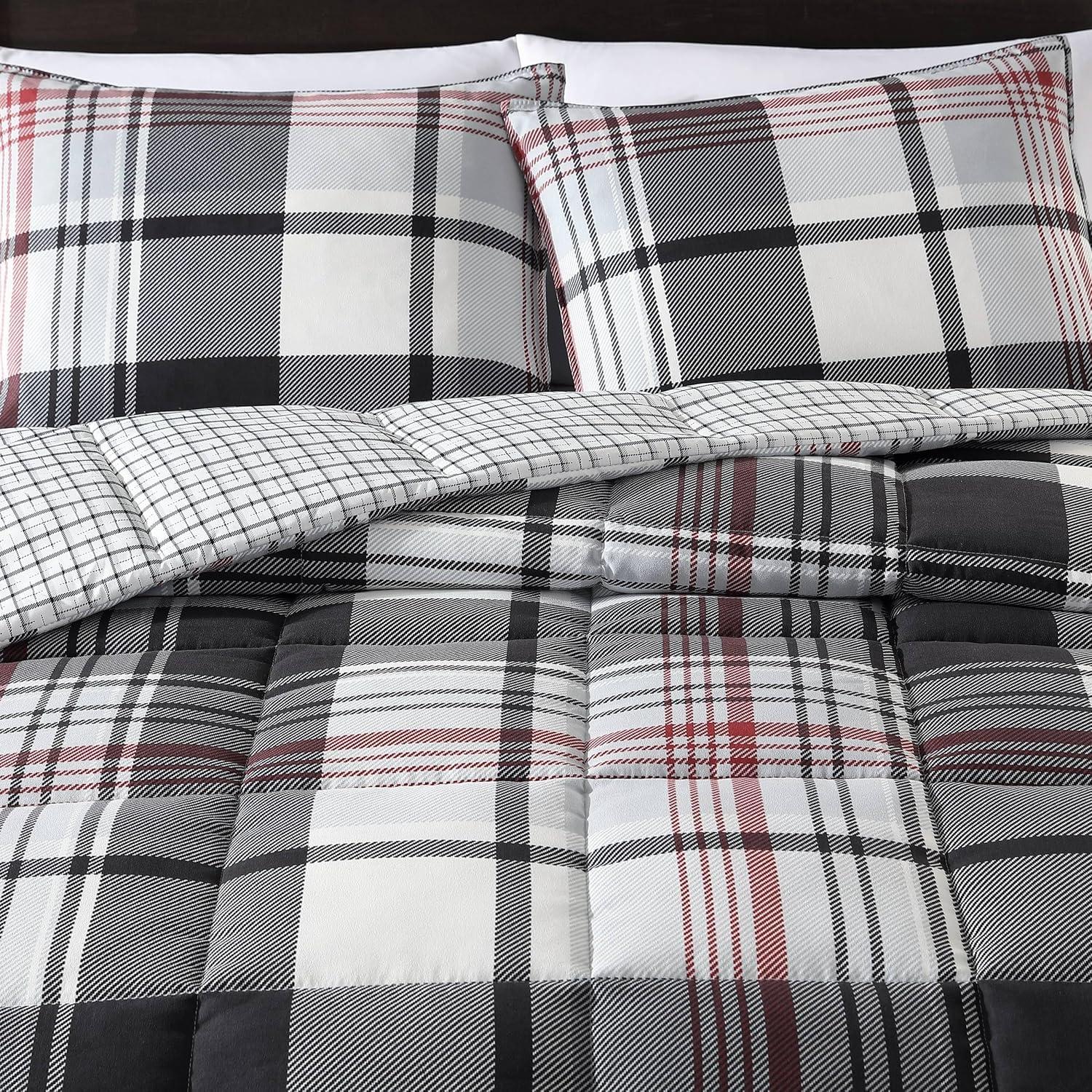 imageEddie Bauer Twin Duvet Cover Set Cotton Reversible Bedding Buffalo Plaid Home Decor for All Seasons Black Check TwinNormandy Plaid Black