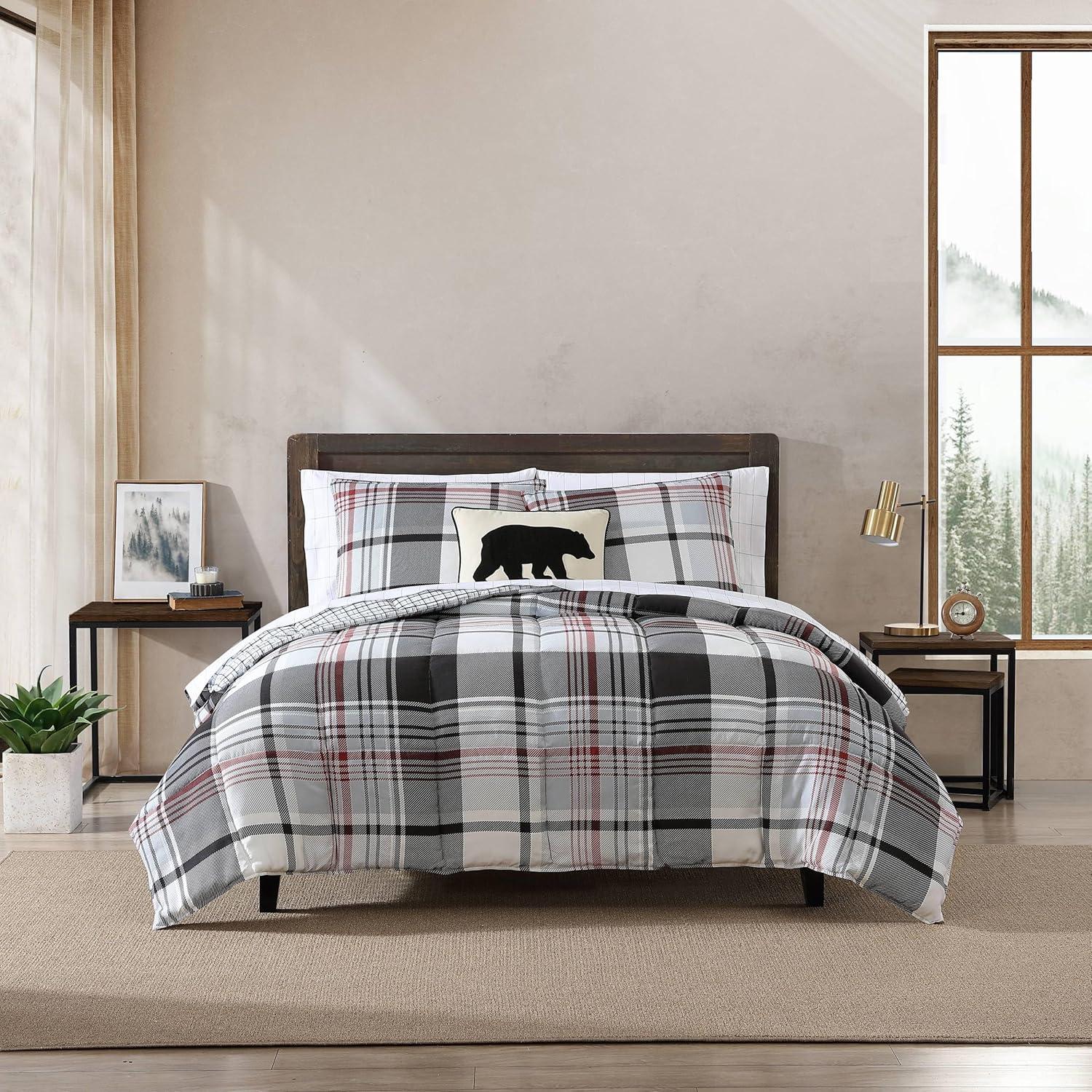 imageEddie Bauer Twin Duvet Cover Set Cotton Reversible Bedding Buffalo Plaid Home Decor for All Seasons Black Check TwinNormandy Plaid BlackRed