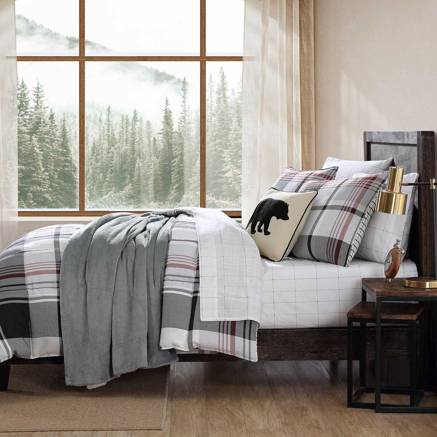 imageEddie Bauer Twin Duvet Cover Set Cotton Reversible Bedding Buffalo Plaid Home Decor for All Seasons Black Check TwinNormandy Plaid BlackRed