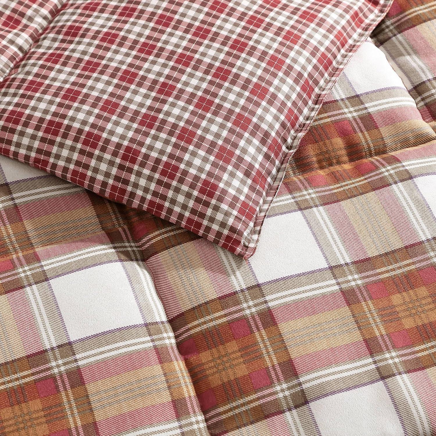 imageEddie Bauer Twin Duvet Cover Set Cotton Reversible Bedding Buffalo Plaid Home Decor for All Seasons Black Check TwinRed
