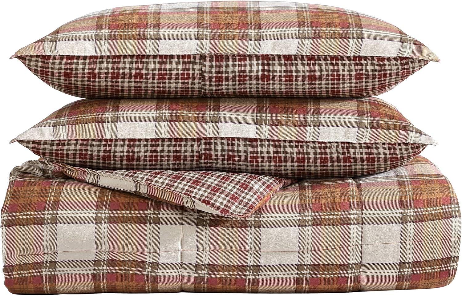 imageEddie Bauer Twin Duvet Cover Set Cotton Reversible Bedding Buffalo Plaid Home Decor for All Seasons Black Check TwinRed