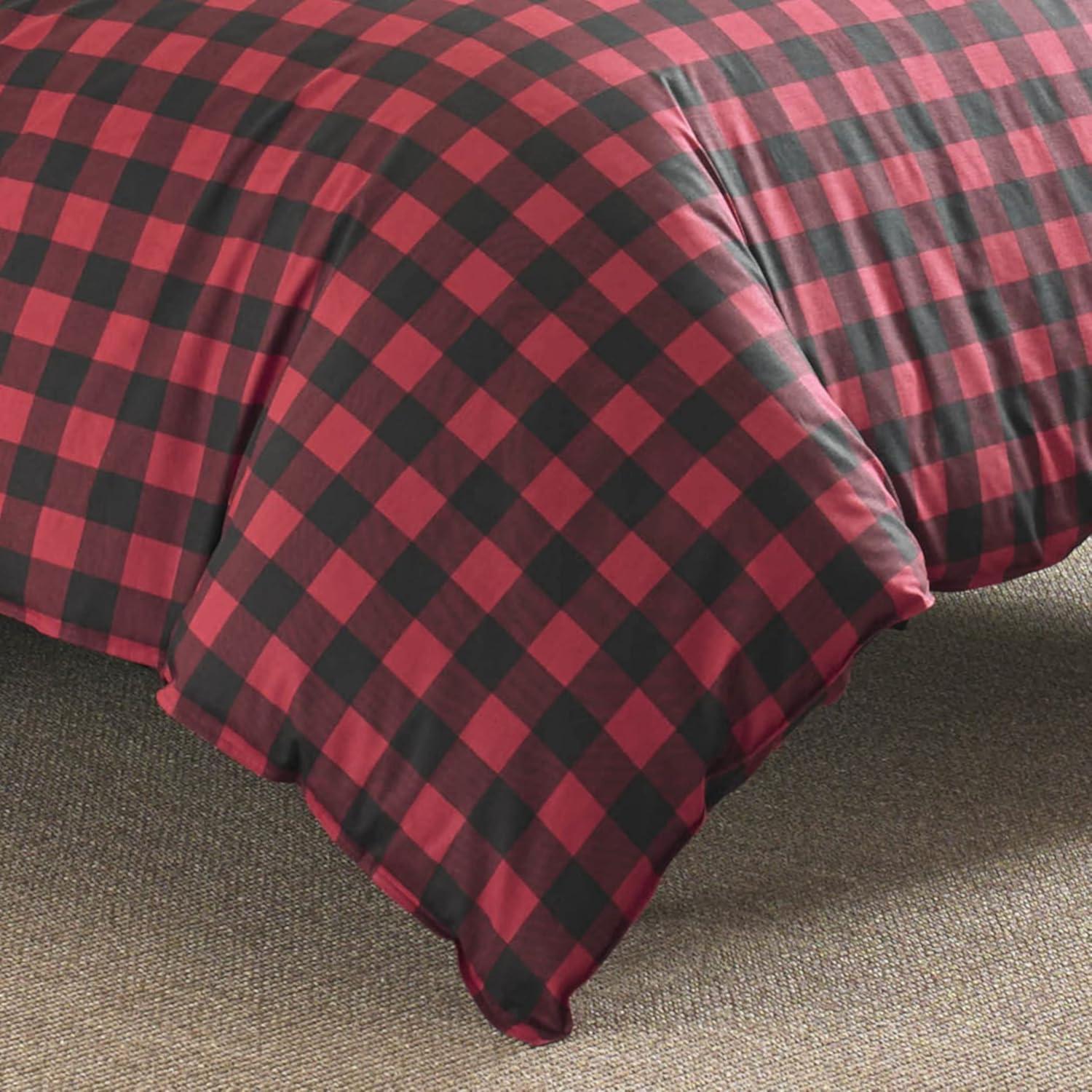 imageEddie Bauer Twin Duvet Cover Set Cotton Reversible Bedding Buffalo Plaid Home Decor for All Seasons Black Check TwinRedBlack