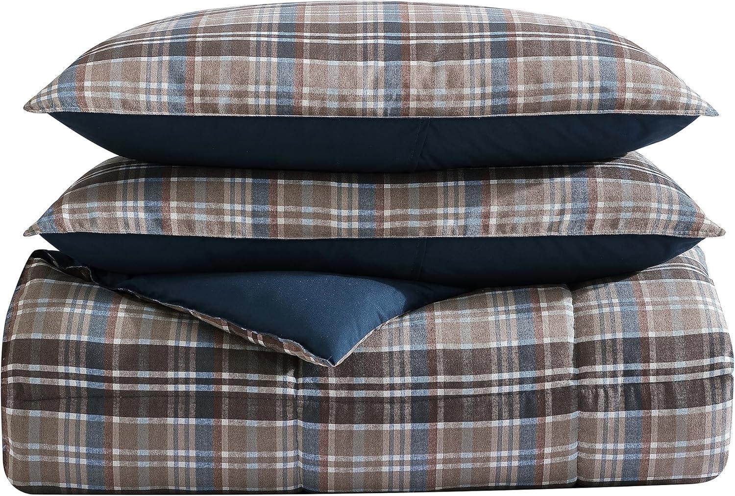 imageEddie Bauer Twin Duvet Cover Set Cotton Reversible Bedding Buffalo Plaid Home Decor for All Seasons Black Check TwinRugged Plaid Brown