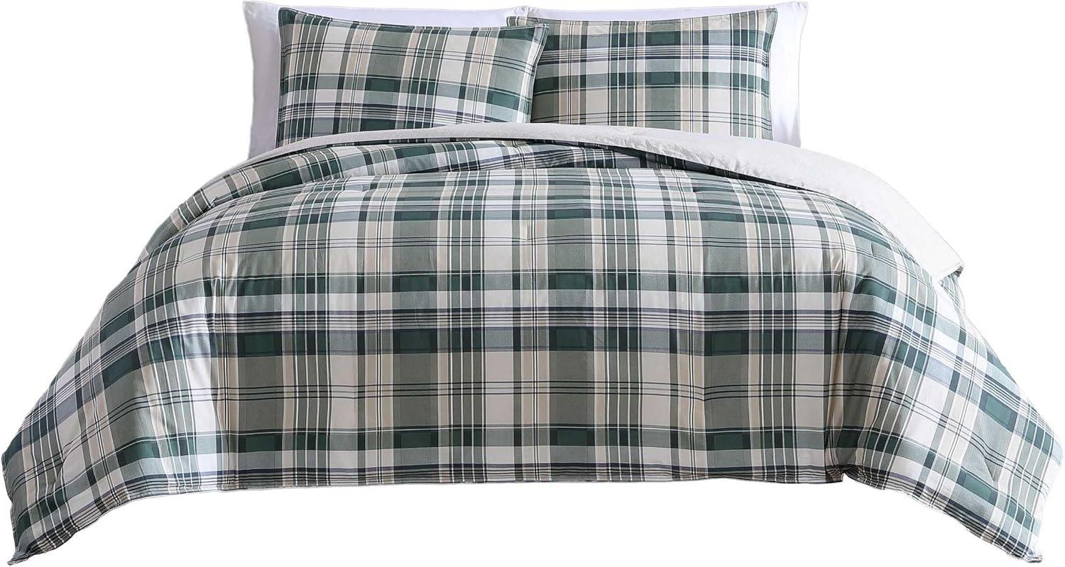 imageEddie Bauer Twin Duvet Cover Set Cotton Reversible Bedding Buffalo Plaid Home Decor for All Seasons Black Check TwinTimbers Plaid Green