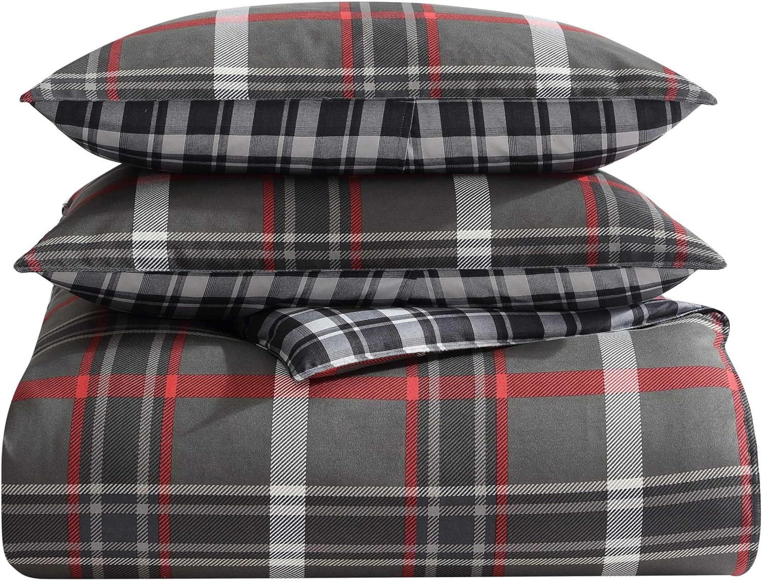 imageEddie Bauer Twin Duvet Cover Set Cotton Reversible Bedding Buffalo Plaid Home Decor for All Seasons Black Check TwinWillow Plaid Grey