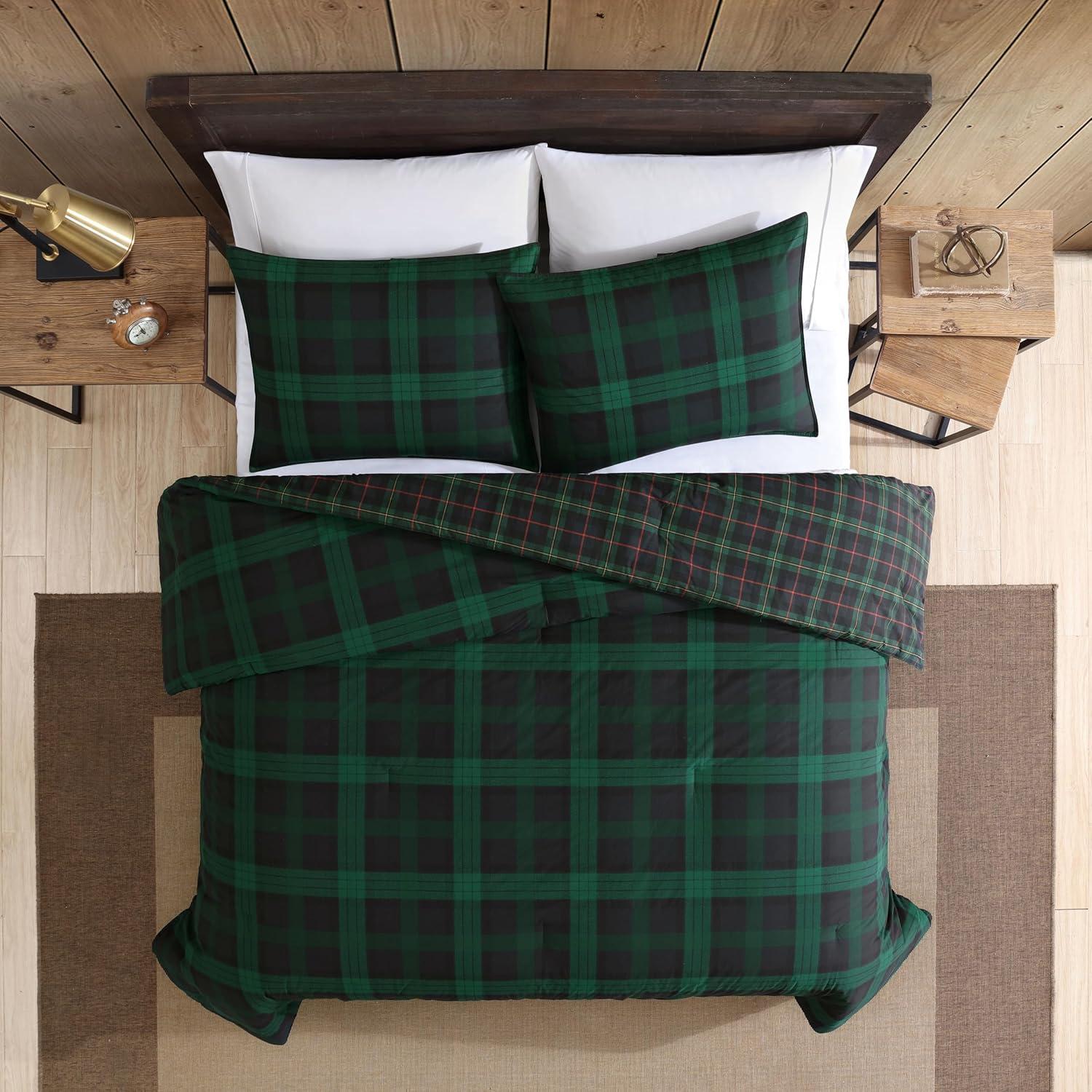 imageEddie Bauer Twin Duvet Cover Set Reversible Flannel Bedding Set with Matching Sham MediumWeight Dorm Essentials Woodland Tartan GreenTwin