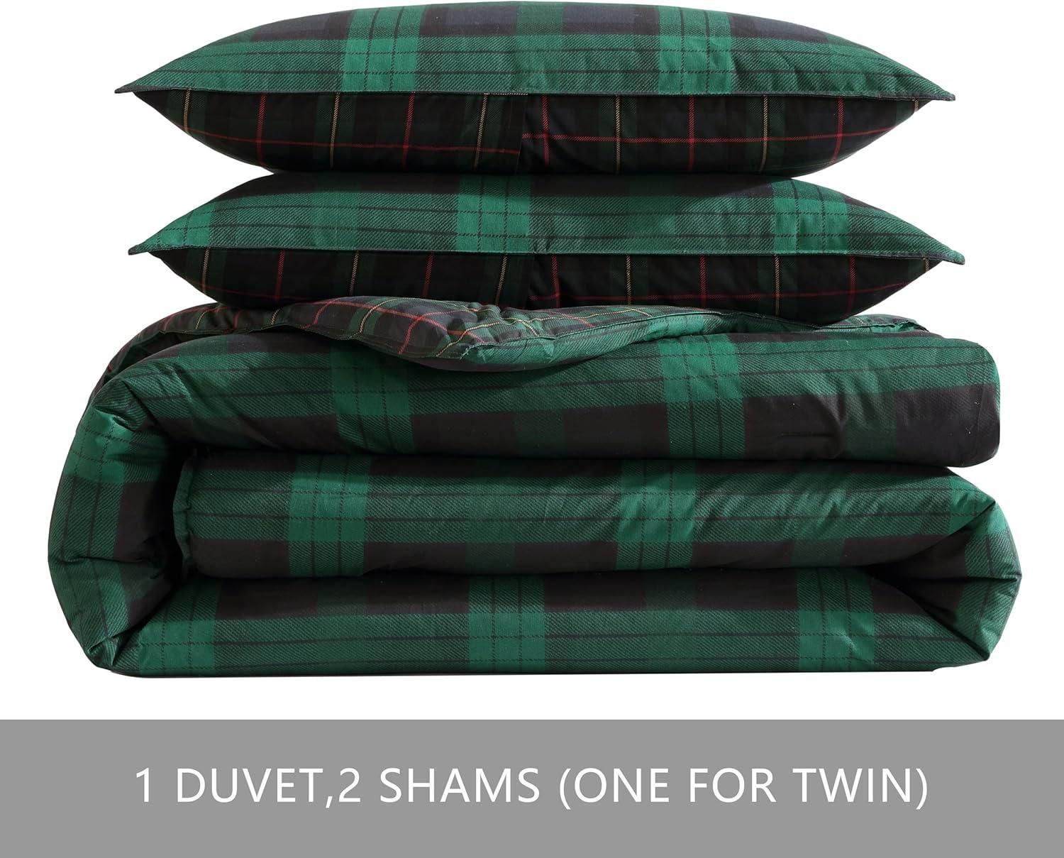 imageEddie Bauer Twin Duvet Cover Set Reversible Flannel Bedding Set with Matching Sham MediumWeight Dorm Essentials Woodland Tartan GreenTwin