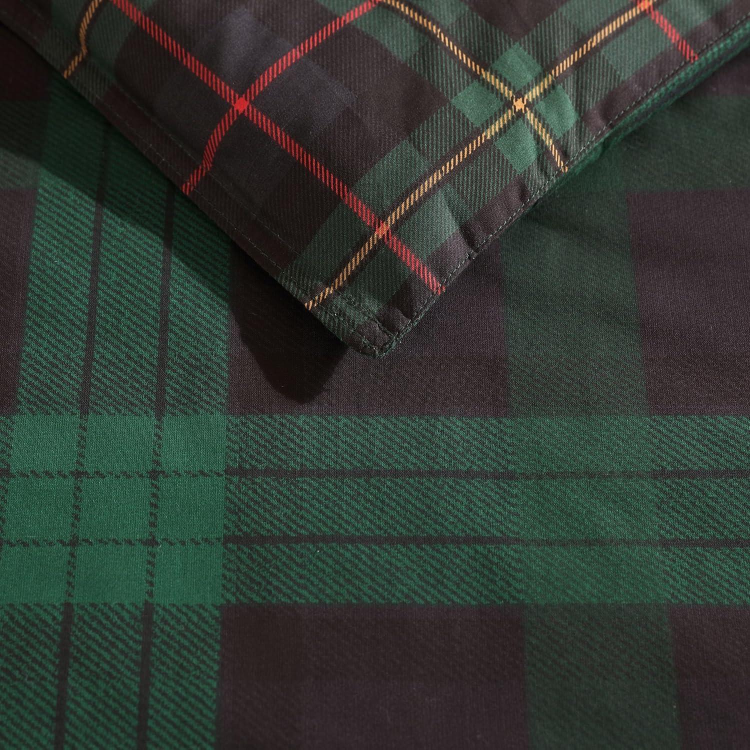 imageEddie Bauer Twin Duvet Cover Set Reversible Flannel Bedding Set with Matching Sham MediumWeight Dorm Essentials Woodland Tartan GreenTwin