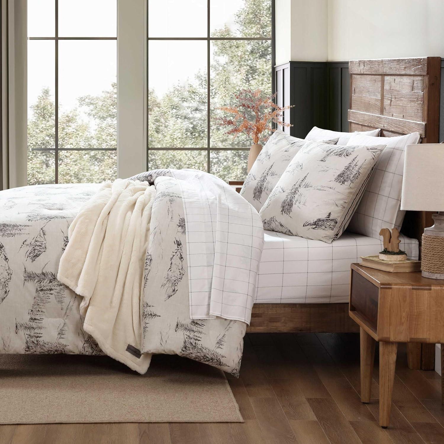 imageEddie Bauer Twin Duvet Cover Set Super Soft Bedding with Matching Shams Bedding Set OekoTex Certified Rocky Mountain Cabin Grey TwinRocky Mountain Cabin Grey