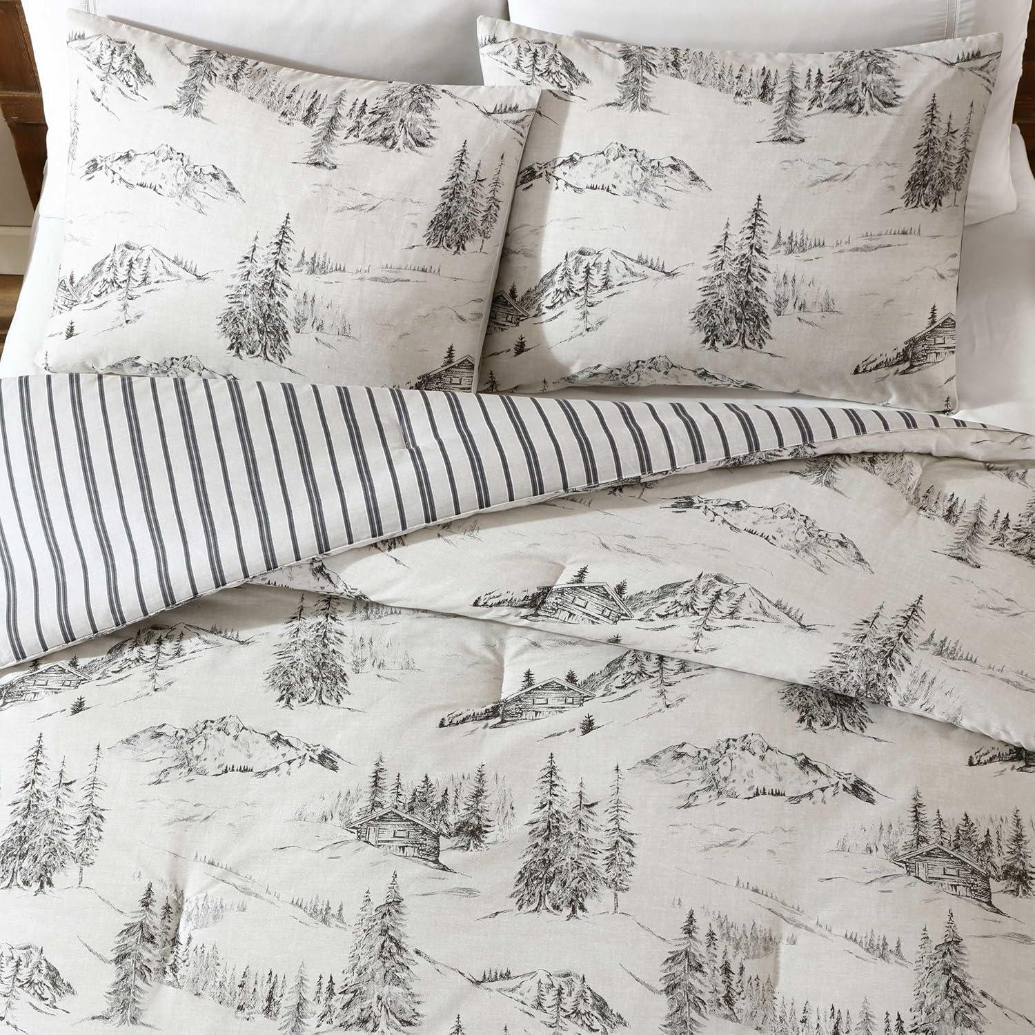 imageEddie Bauer Twin Duvet Cover Set Super Soft Bedding with Matching Shams Bedding Set OekoTex Certified Rocky Mountain Cabin Grey TwinRocky Mountain Cabin Grey