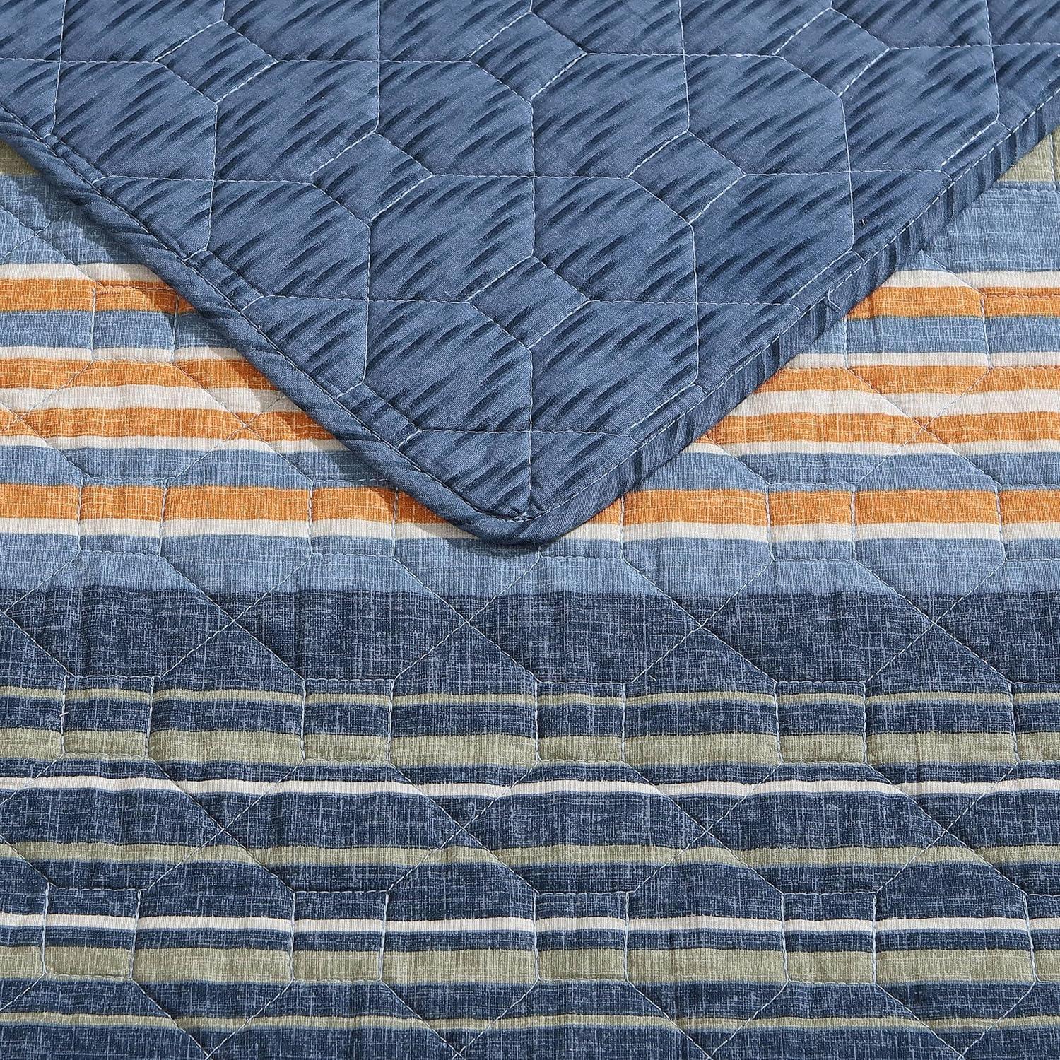 imageEddie Bauer Twin Quilt Set Reversible Bedding with Matching Sham Lightweight Home Decor for All Seasons Hidden Lake Blue TwinBlueGreenOrange