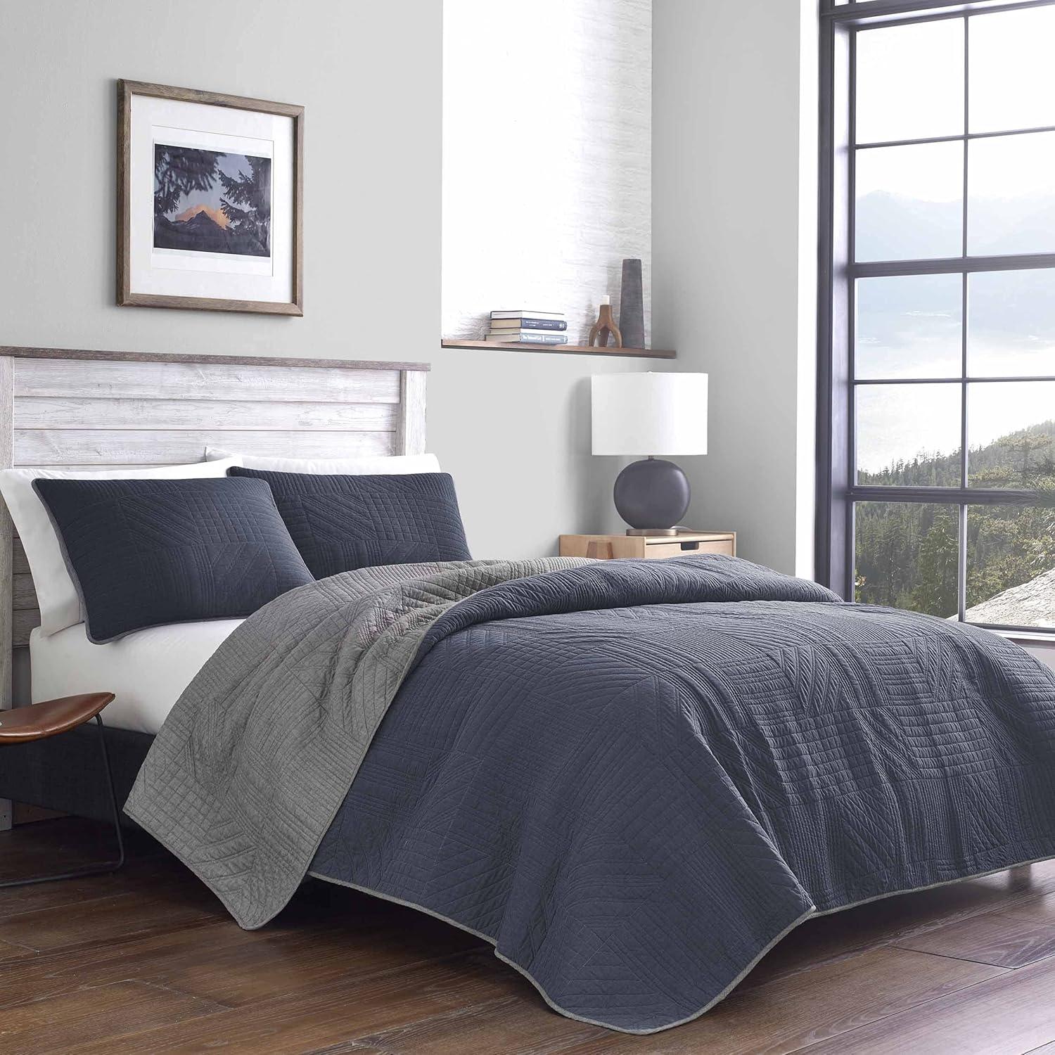 imageEddie Bauer Twin Quilt Set Reversible Bedding with Matching Sham Lightweight Home Decor for All Seasons Hidden Lake Blue TwinHidden Lake Blue