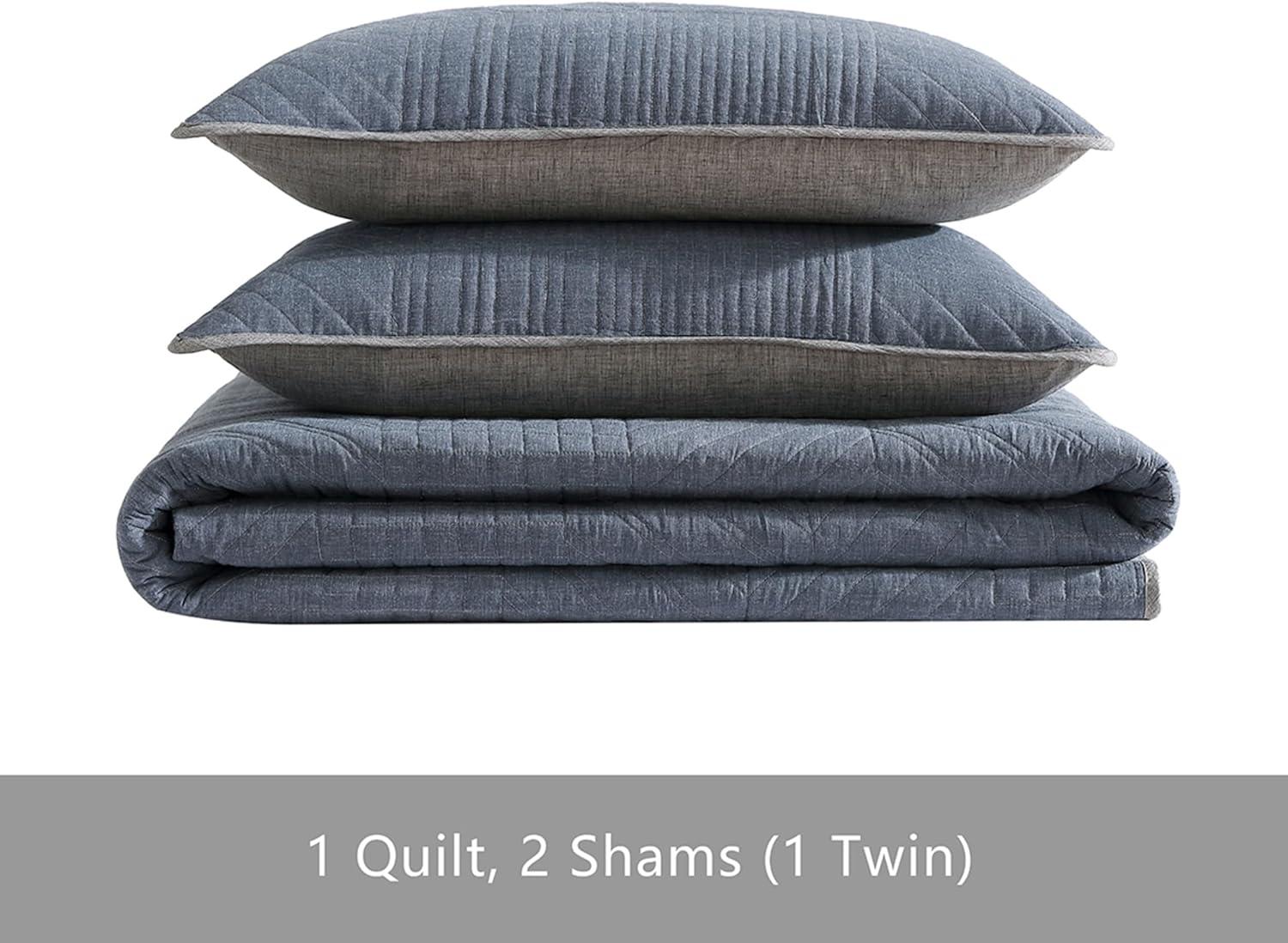 imageEddie Bauer Twin Quilt Set Reversible Bedding with Matching Sham Lightweight Home Decor for All Seasons Hidden Lake Blue TwinHidden Lake Blue