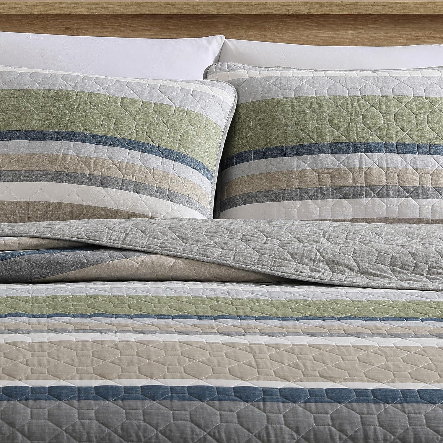 imageEddie Bauer Twin Quilt Set Reversible Bedding with Matching Sham Lightweight Home Decor for All Seasons Hidden Lake Blue TwinSalmon Ladder Beige