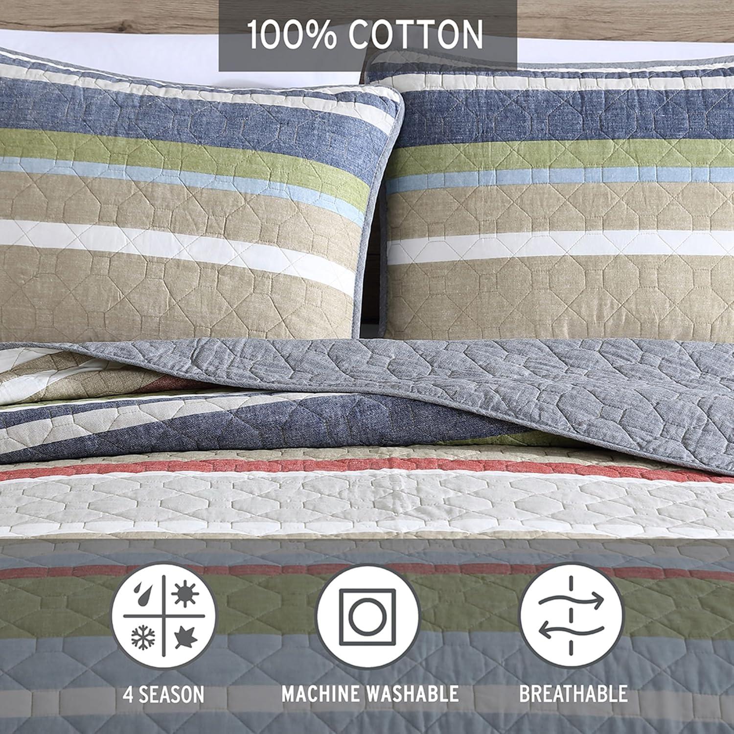imageEddie Bauer Twin Quilt Set Reversible Bedding with Matching Sham Lightweight Home Decor for All Seasons Hidden Lake Blue TwinSalmon Ladder Beige