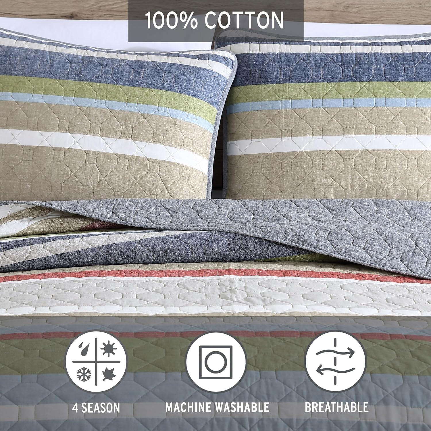 imageEddie Bauer Twin Quilt Set Reversible Bedding with Matching Sham Lightweight Home Decor for All Seasons Hidden Lake Blue TwinSalmon Ladder Multi