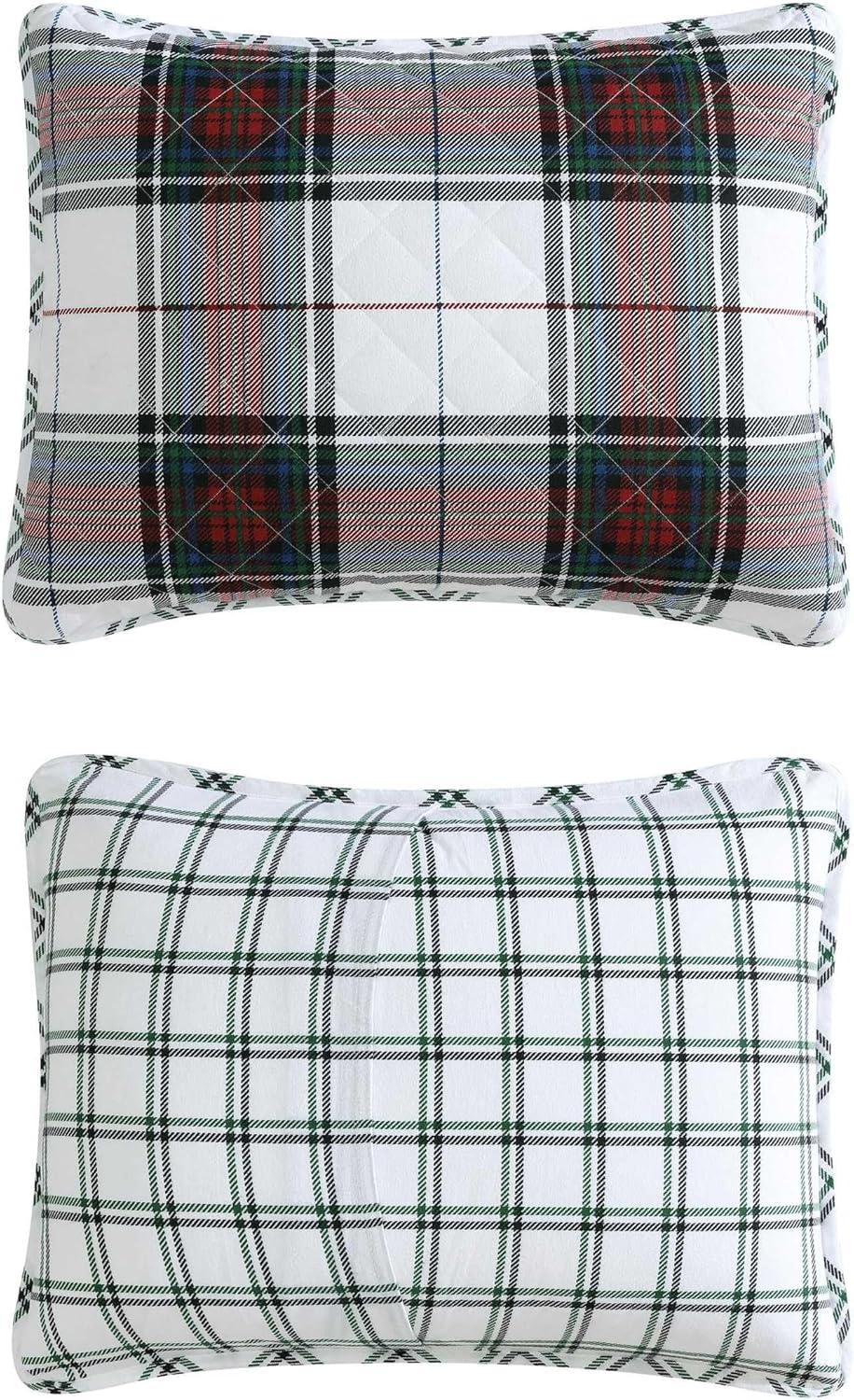imageEddie Bauer Twin Quilt Set Super Soft Bedding with Matching Shams Rounded Corners Diamond Corner Stitch Mountain Moose Grey TwinHoliday Plaid Flannel Red
