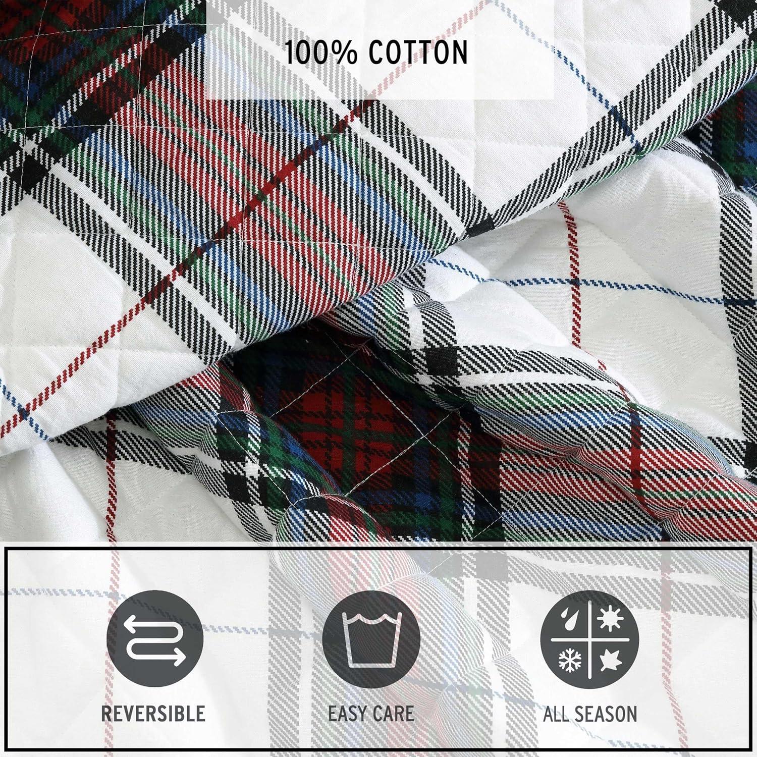 imageEddie Bauer Twin Quilt Set Super Soft Bedding with Matching Shams Rounded Corners Diamond Corner Stitch Mountain Moose Grey TwinHoliday Plaid Flannel Red