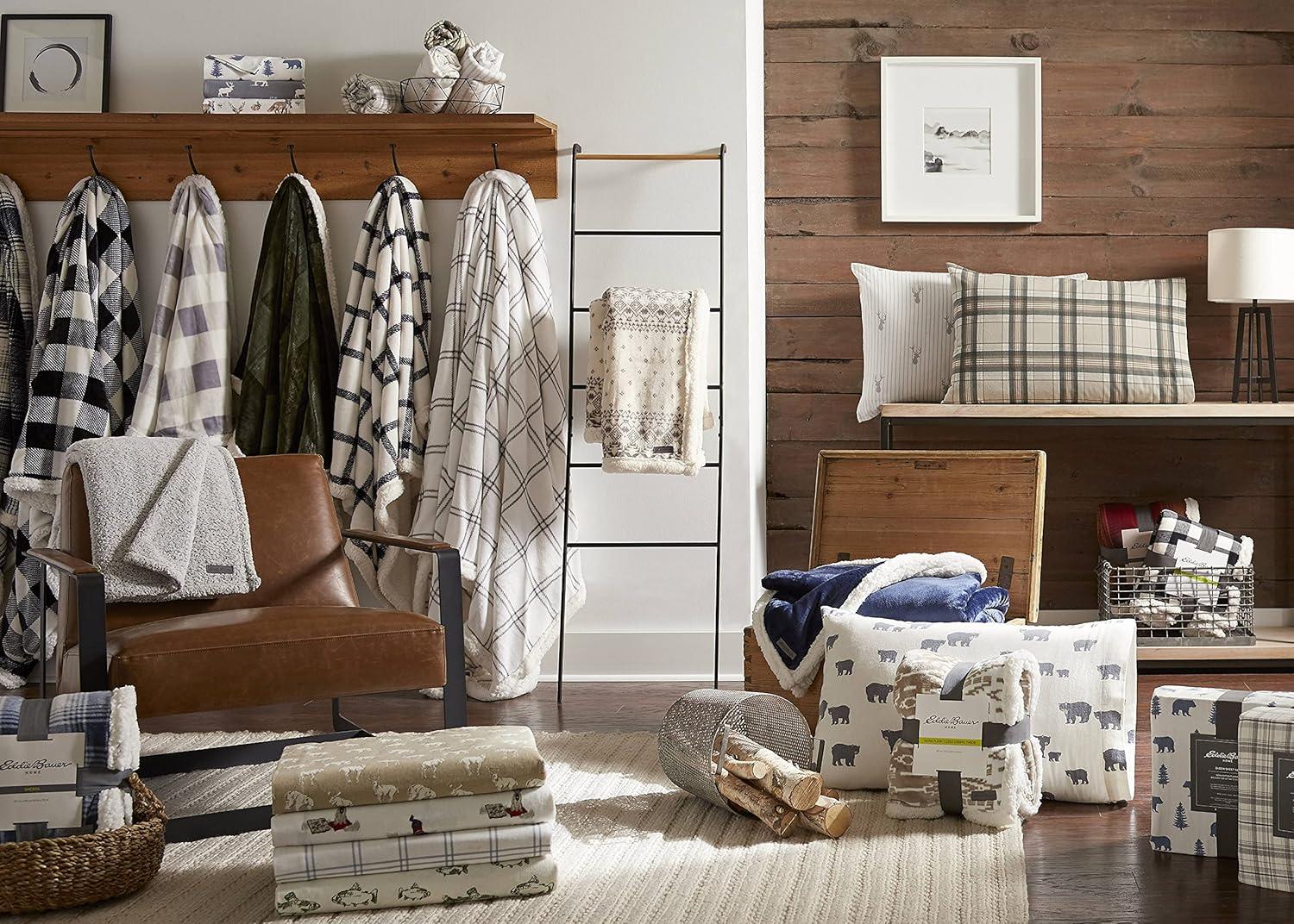 imageEddie Bauer Twin Sheets Cotton Flannel Bedding Set Brushed For Extra Softness Cozy Home Decor Montlake Plaid TwinWestridge Plaid NavyWhite